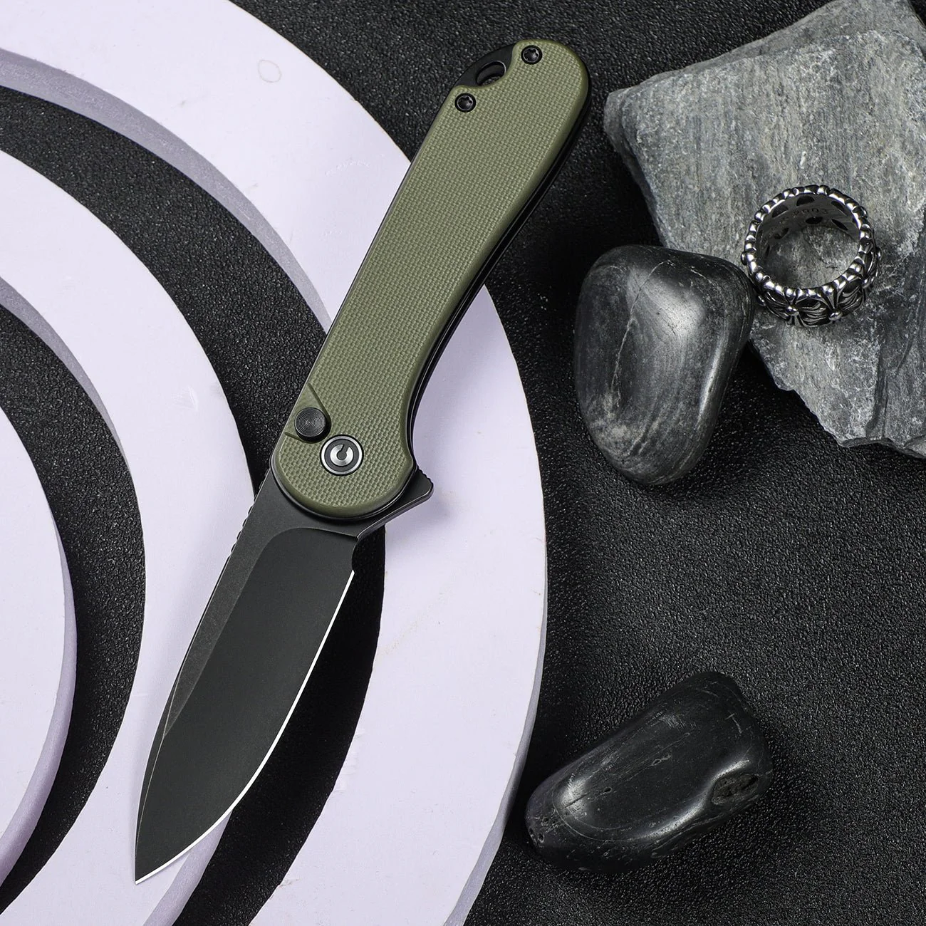 CIVIVI Button Lock Elementum II Flipper Knife G10 Handle (2.96" Nitro-V Blade) C18062P-3 - Image 7