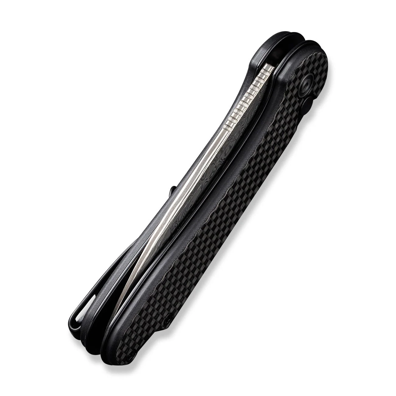 CIVIVI Button Lock Elementum II Flipper Knife Carbon Fiber / G10 Handle (2.96" Damascus Blade) C18062PB-DS1 - Image 14