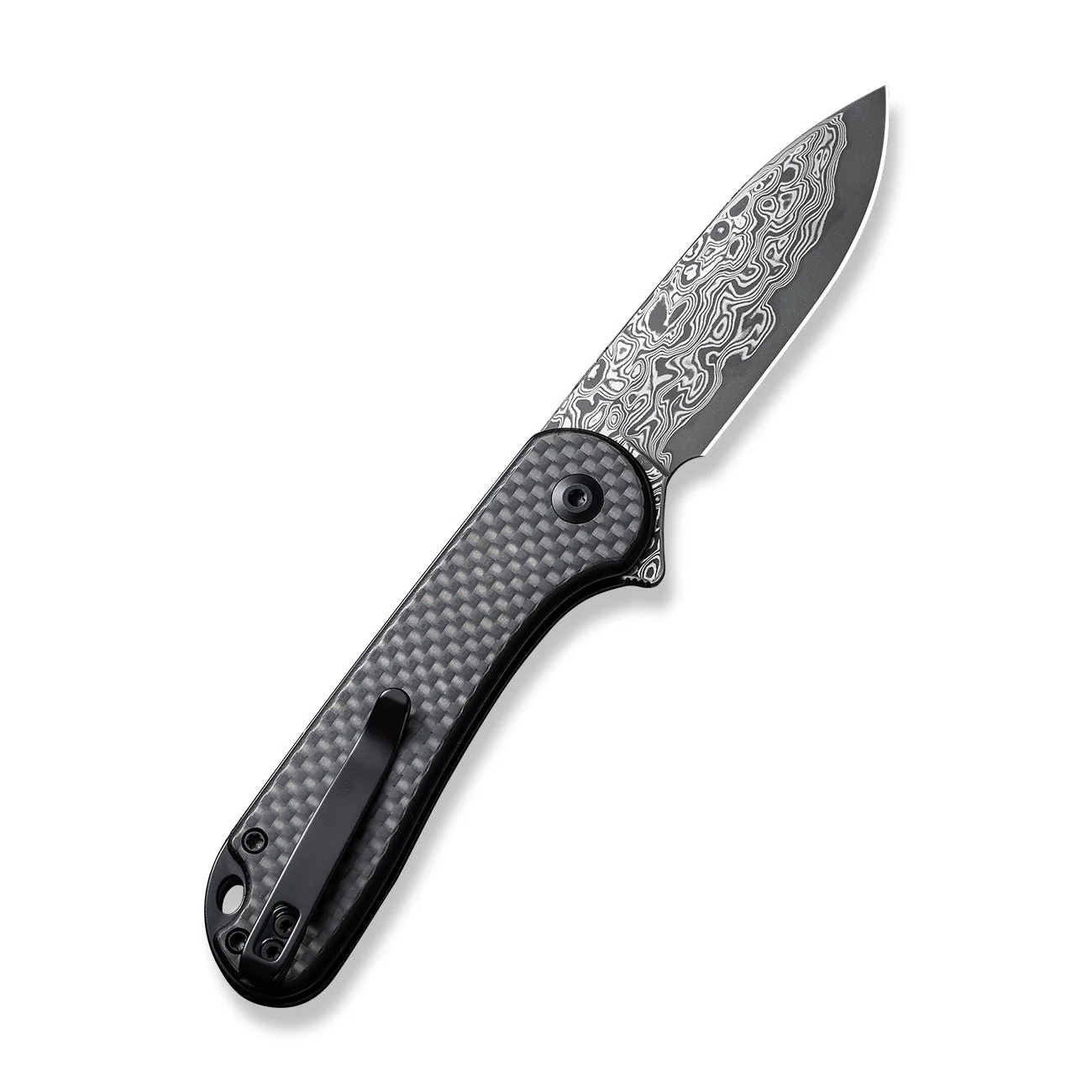 CIVIVI Button Lock Elementum II Flipper Knife Carbon Fiber / G10 Handle (2.96" Damascus Blade) C18062PB-DS1 - Image 8