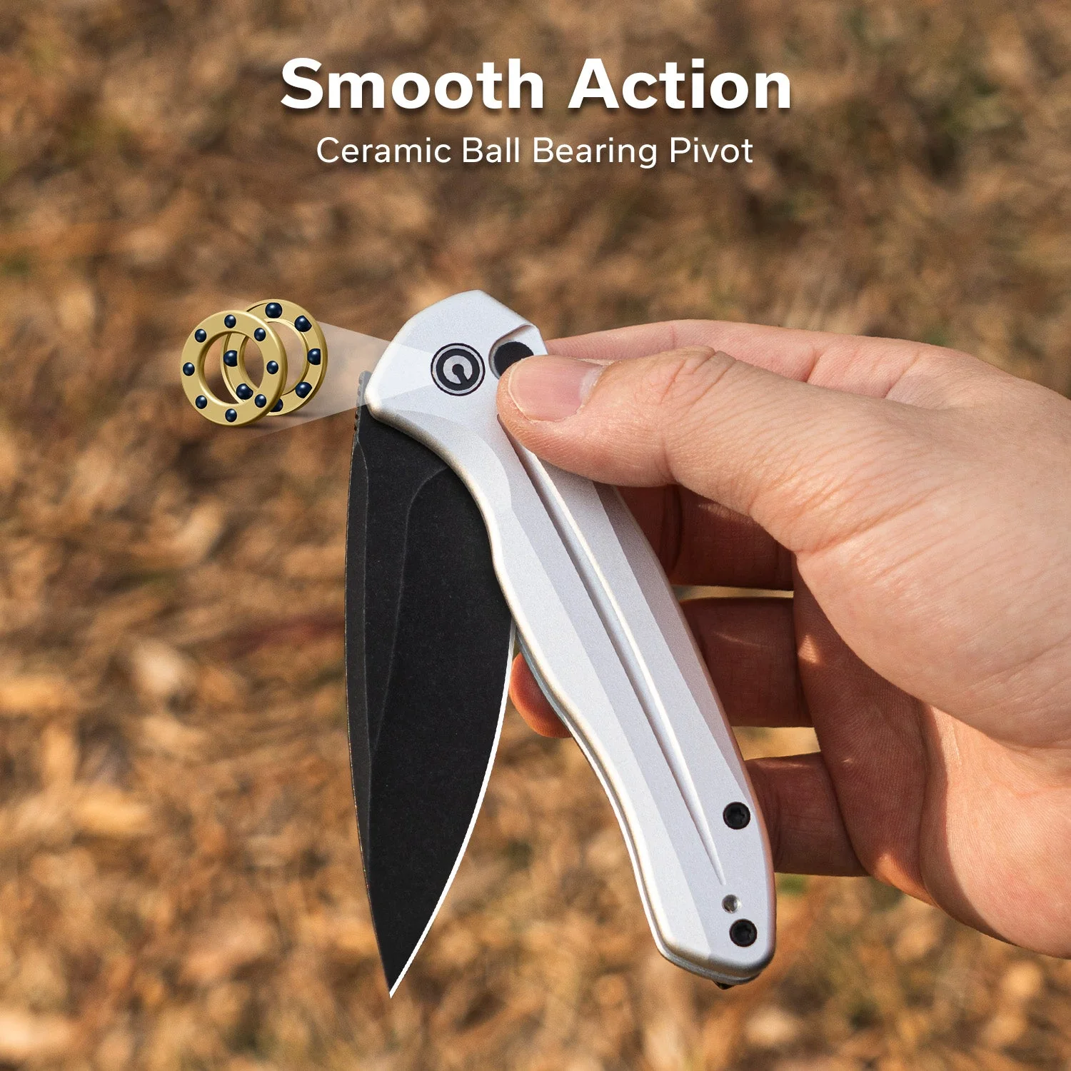 CIVIVI Button Lock Kitefin Flipper Knife Aluminum Handle (3.22" 14C28N Blade) C24091-2 - Image 4