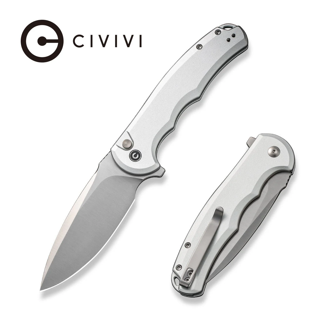 CIVIVI Button Lock Praxis Flipper Knife Aluminum Handle (3.75" Nitro-V Blade) C18026E-2