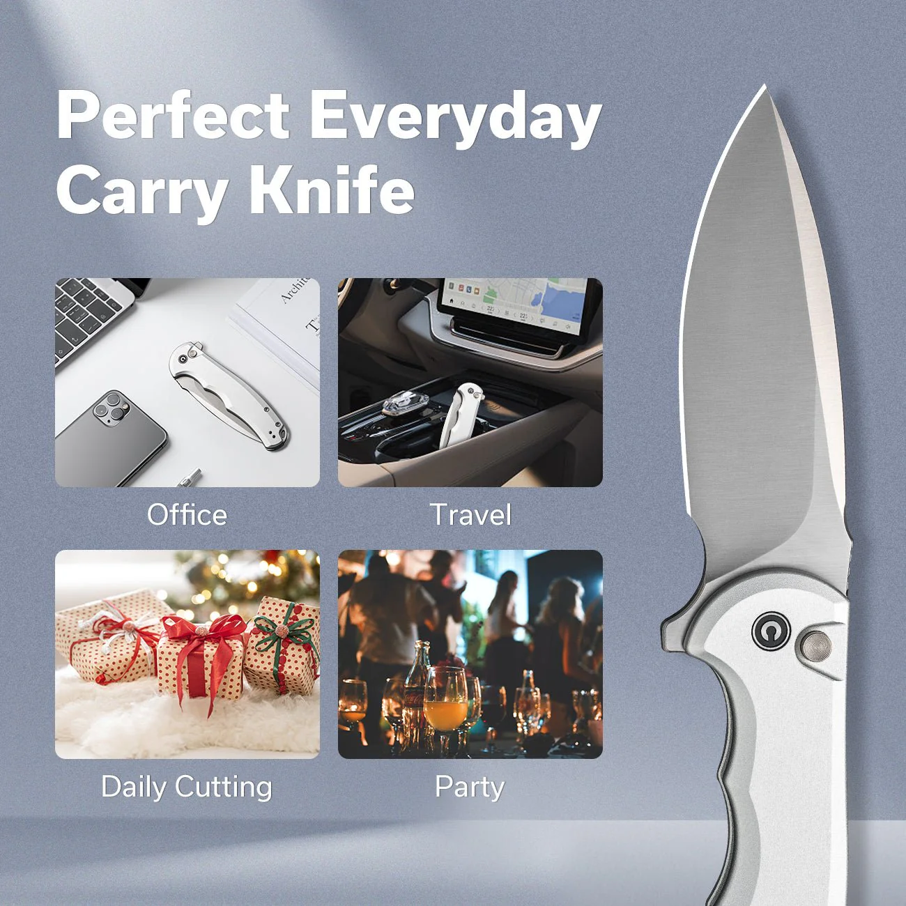 CIVIVI Button Lock Praxis Flipper Knife Aluminum Handle (3.75" Nitro-V Blade) C18026E-2 - Image 2