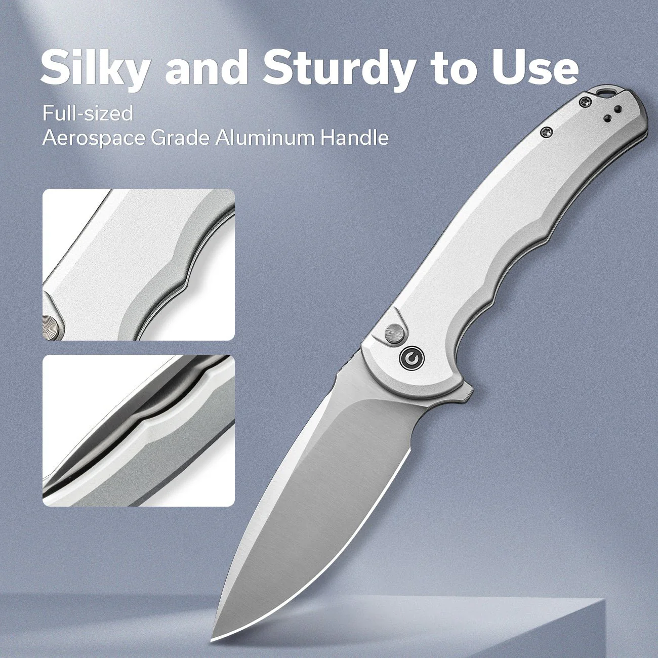 CIVIVI Button Lock Praxis Flipper Knife Aluminum Handle (3.75" Nitro-V Blade) C18026E-2 - Image 4