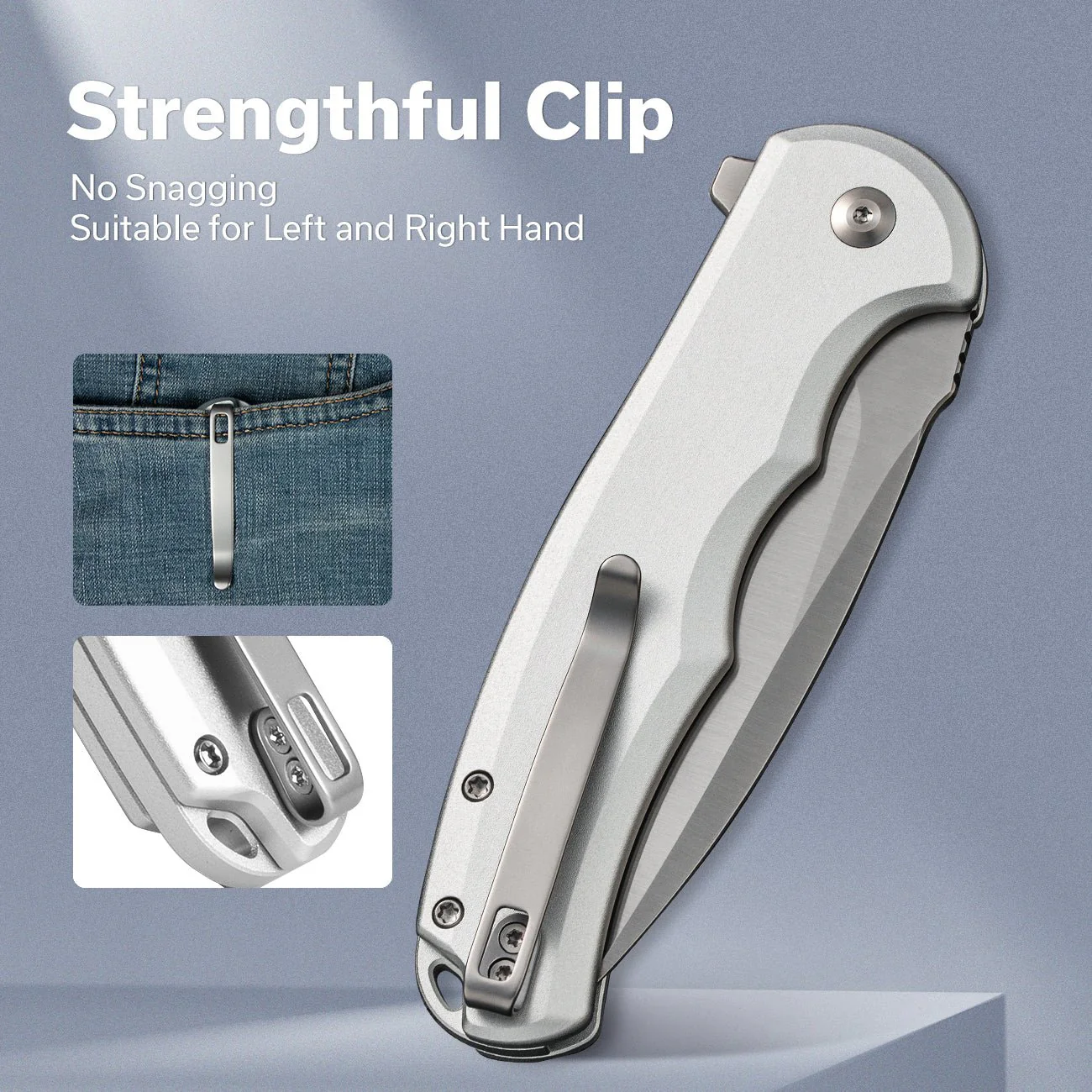 CIVIVI Button Lock Praxis Flipper Knife Aluminum Handle (3.75" Nitro-V Blade) C18026E-2 - Image 6