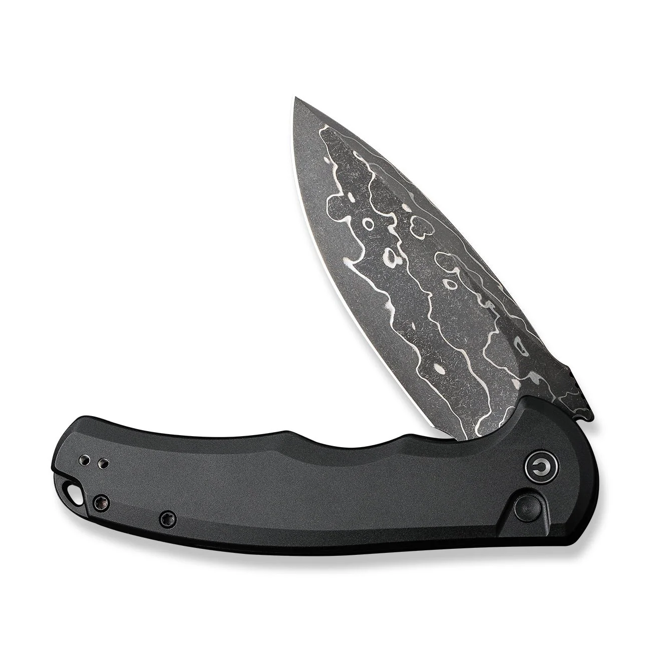 CIVIVI Button Lock Praxis Flipper Knife Aluminum Handle (3.75" Damascus Blade) C18026E-DS1 - Image 10