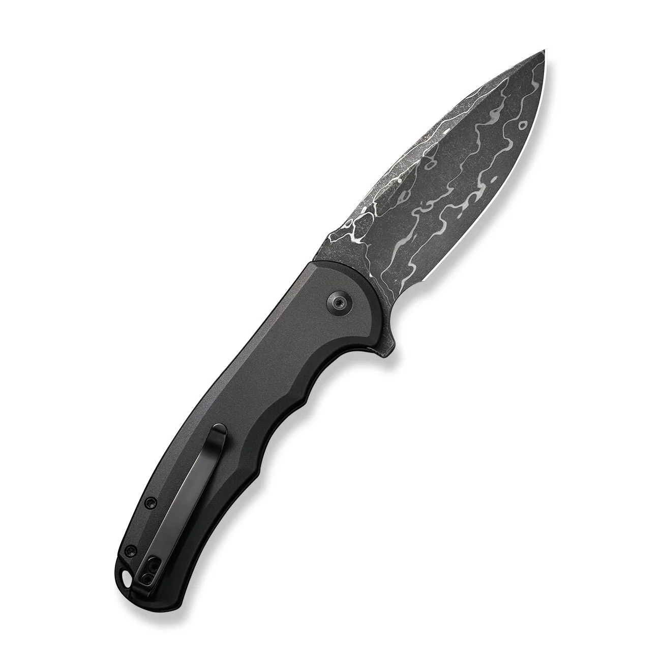 CIVIVI Button Lock Praxis Flipper Knife Aluminum Handle (3.75" Damascus Blade) C18026E-DS1 - Image 7