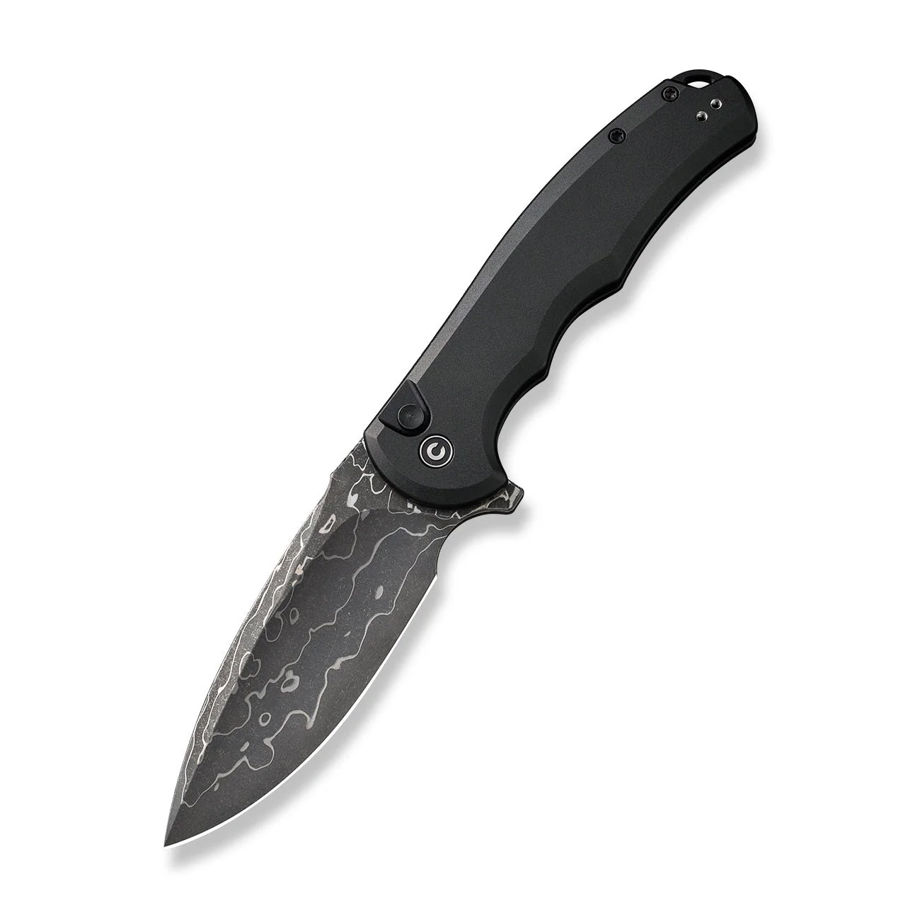 CIVIVI Button Lock Praxis Flipper Knife Aluminum Handle (3.75" Damascus Blade) C18026E-DS1 - Image 8