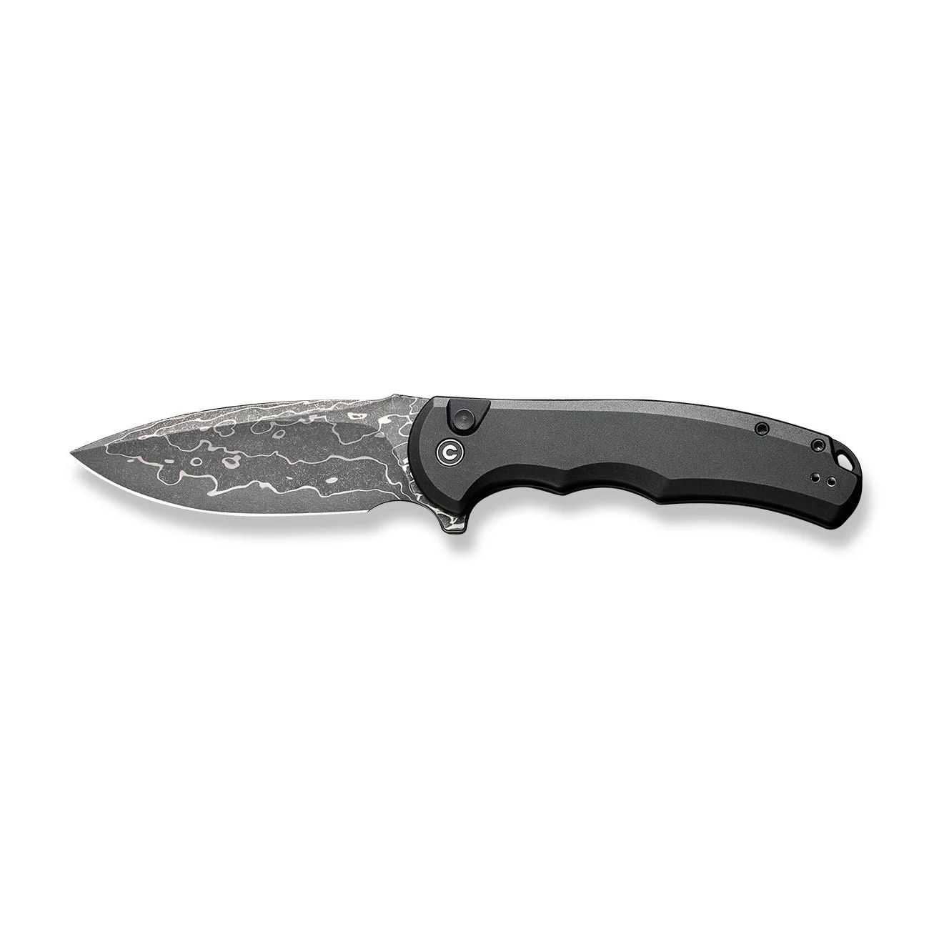CIVIVI Button Lock Praxis Flipper Knife Aluminum Handle (3.75" Damascus Blade) C18026E-DS1 - Image 9