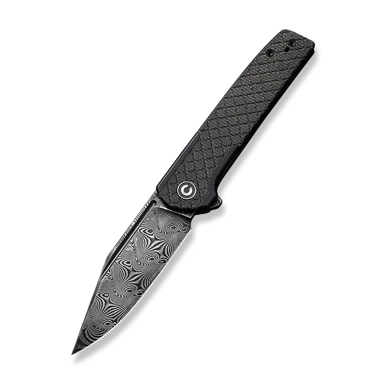 CIVIVI Cachet Flipper Knife Stainless Steel & Canvas Micarta Handle (3.48" Damascus Blade) C20041B-DS1 - Image 3
