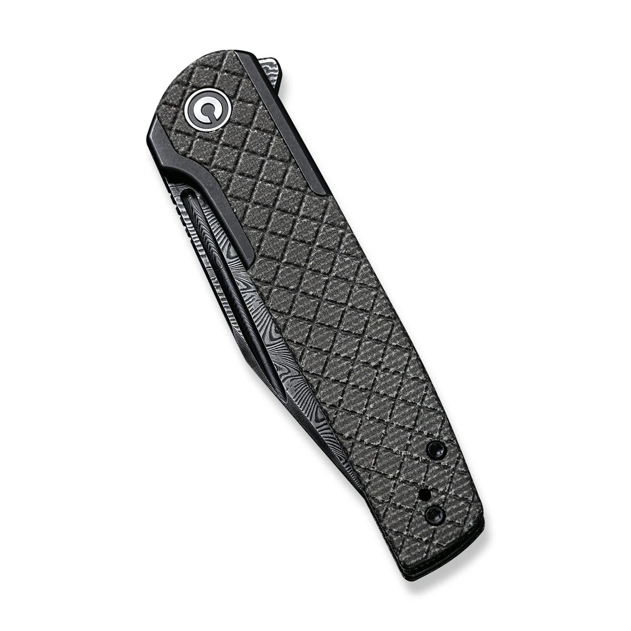 CIVIVI Cachet Flipper Knife Stainless Steel & Canvas Micarta Handle (3.48" Damascus Blade) C20041B-DS1 - Image 6
