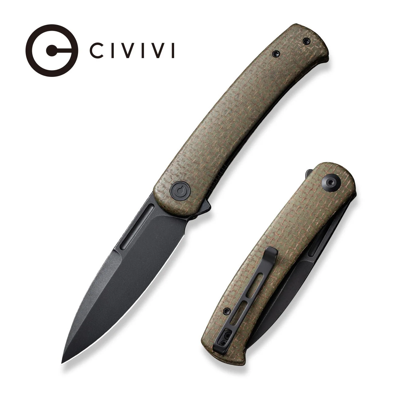 CIVIVI Caetus Flipper Knife Micarta Handle (3.48" 14C28N Blade) C21025C-3