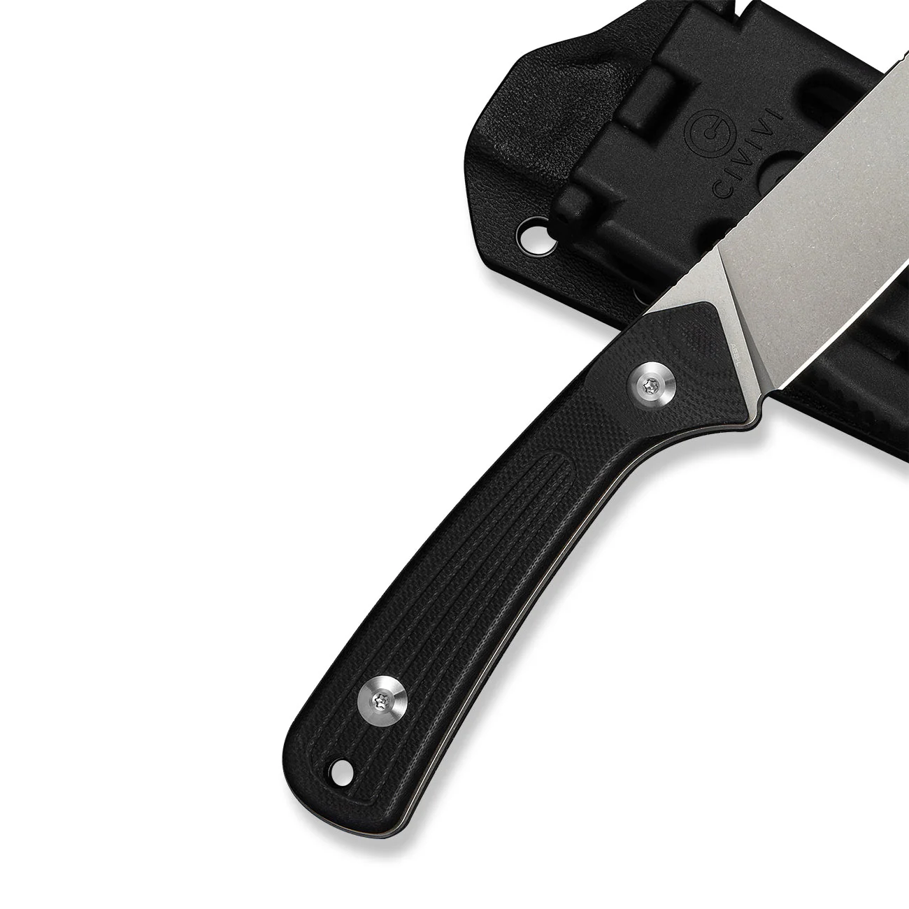 CIVIVI Carveth Hunting Fixed Blade Knife Black G10 Handle (3.59" Stonewashed AEB-L Blade) C25040-1, With 1PC Black Lanyard, Black Kydex Sheath & T-Clip - Image 9