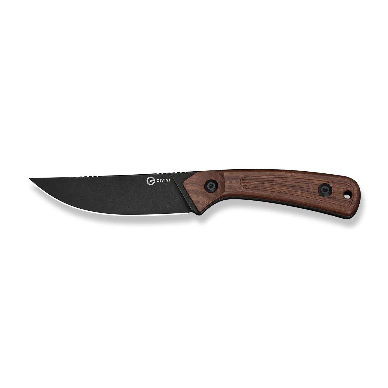 CIVIVI Carveth Hunting Fixed Blade Knife Guibourtia Wood Handle (3.59" Black Stonewashed AEB-L Blade) C25040-3, With 1PC Black Lanyard, Black Kydex Sheath & T-Clip - Image 5