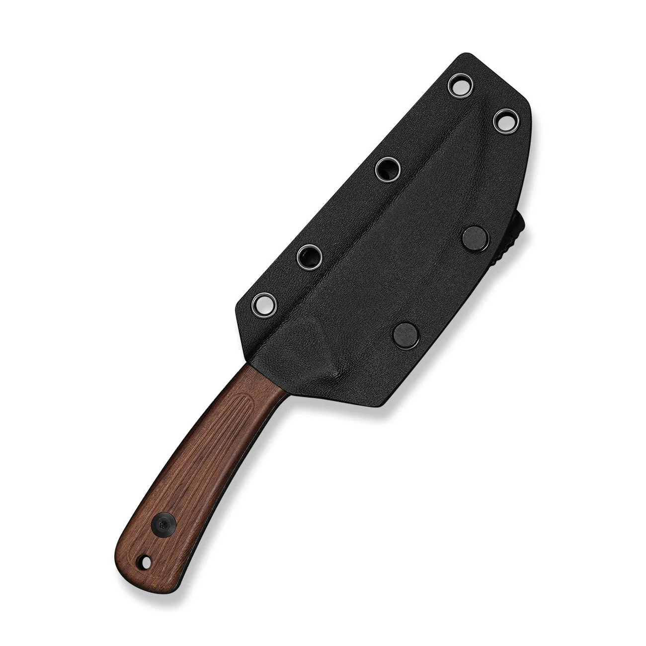 CIVIVI Carveth Hunting Fixed Blade Knife Guibourtia Wood Handle (3.59" Black Stonewashed AEB-L Blade) C25040-3, With 1PC Black Lanyard, Black Kydex Sheath & T-Clip - Image 6