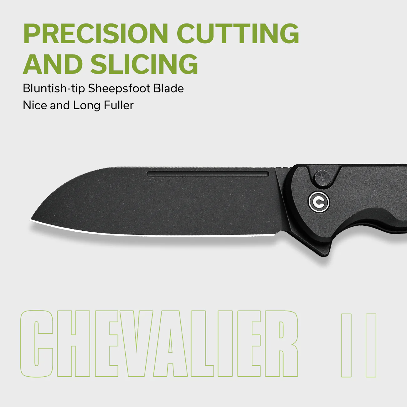 CIVIVI Chevalier II Flipper & Button Lock Knife Aluminum Handle (3.47" 14C28N Blade) C20022B-1 - Image 3