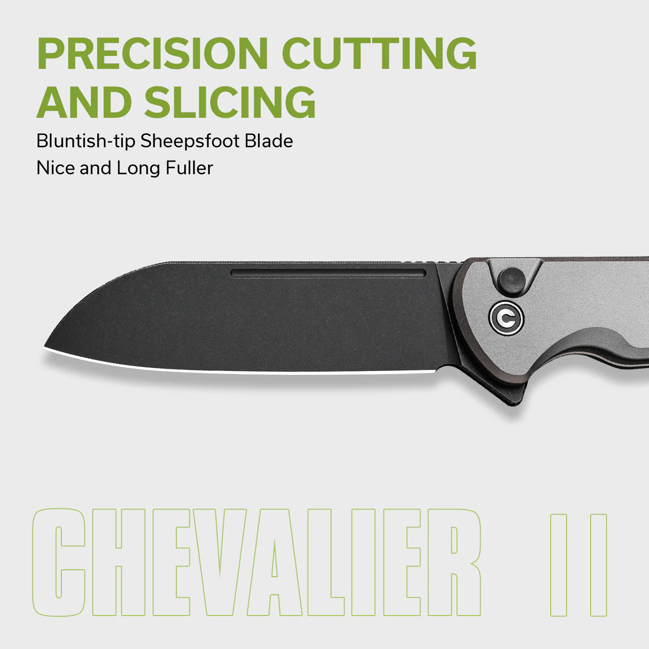 CIVIVI Chevalier II Flipper & Button Lock Knife Aluminum Handle (3.47" 14C28N Blade) C20022B-3 - Image 3