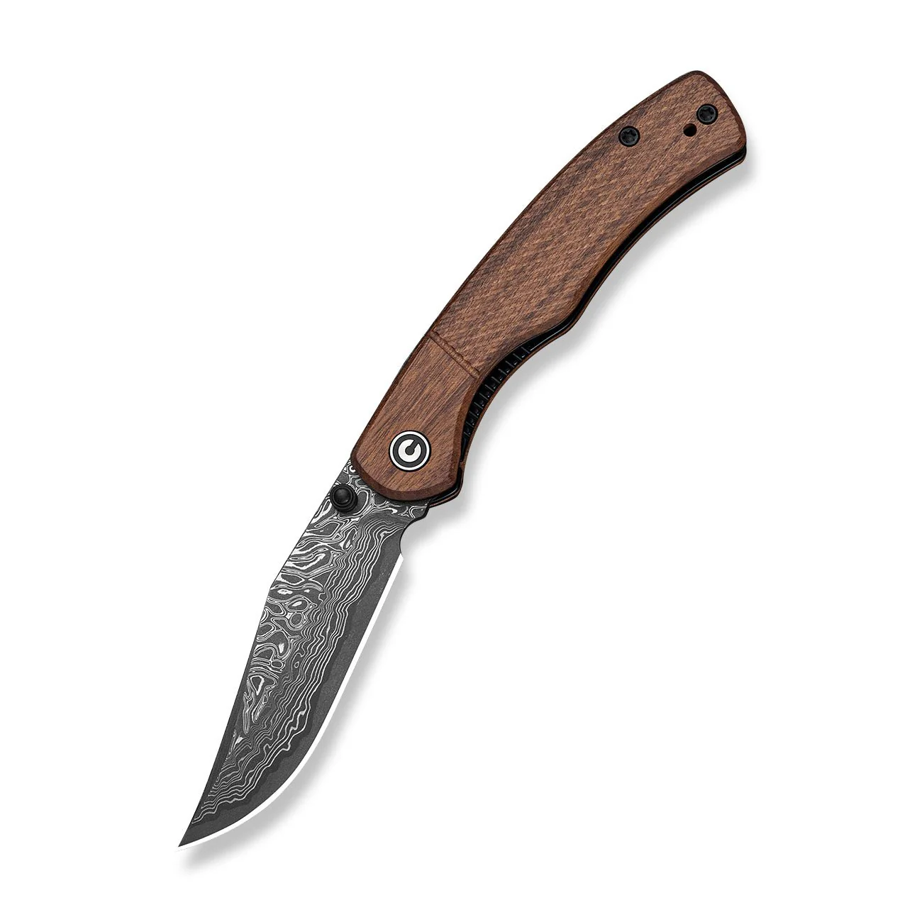 CIVIVI Clingman Front Flipper & Thumb Stud Knife Milled Guibourtia Wood Handle (2.99" Damascus Blade) C23065B-DS1 - Image 10