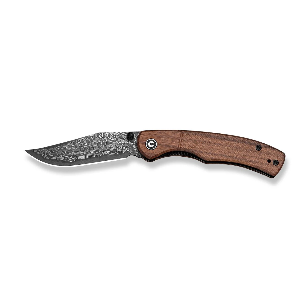 CIVIVI Clingman Front Flipper & Thumb Stud Knife Milled Guibourtia Wood Handle (2.99" Damascus Blade) C23065B-DS1 - Image 11