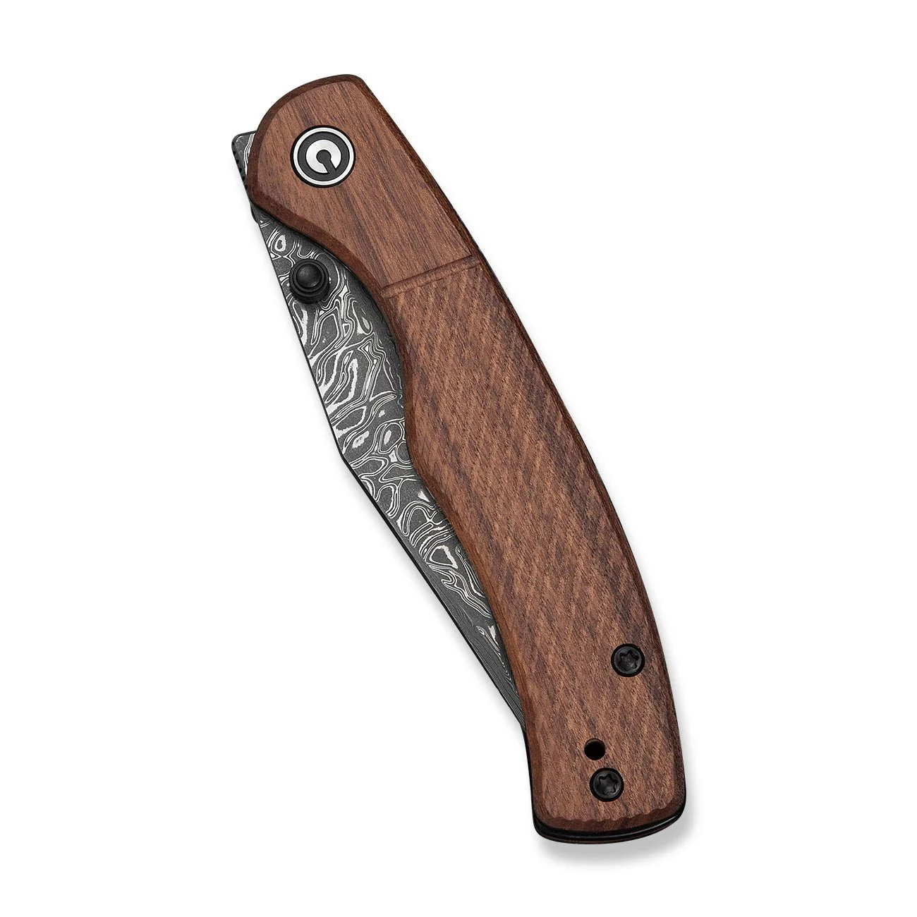 CIVIVI Clingman Front Flipper & Thumb Stud Knife Milled Guibourtia Wood Handle (2.99" Damascus Blade) C23065B-DS1 - Image 13