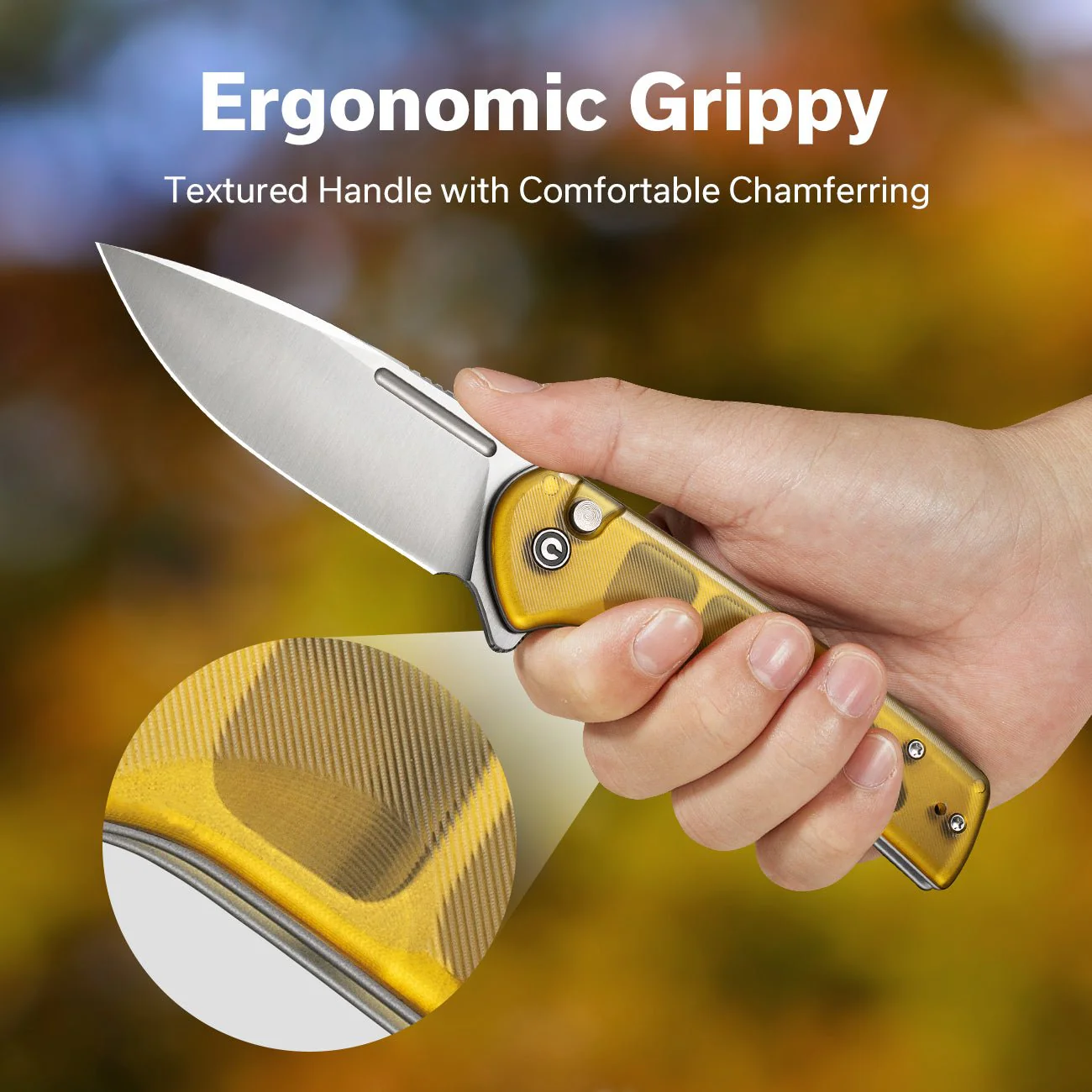 CIVIVI Conspirator Flipper & Button Lock Knife Ultem Handle (3.48" Nitro-V Blade) C21006-5 - Image 3
