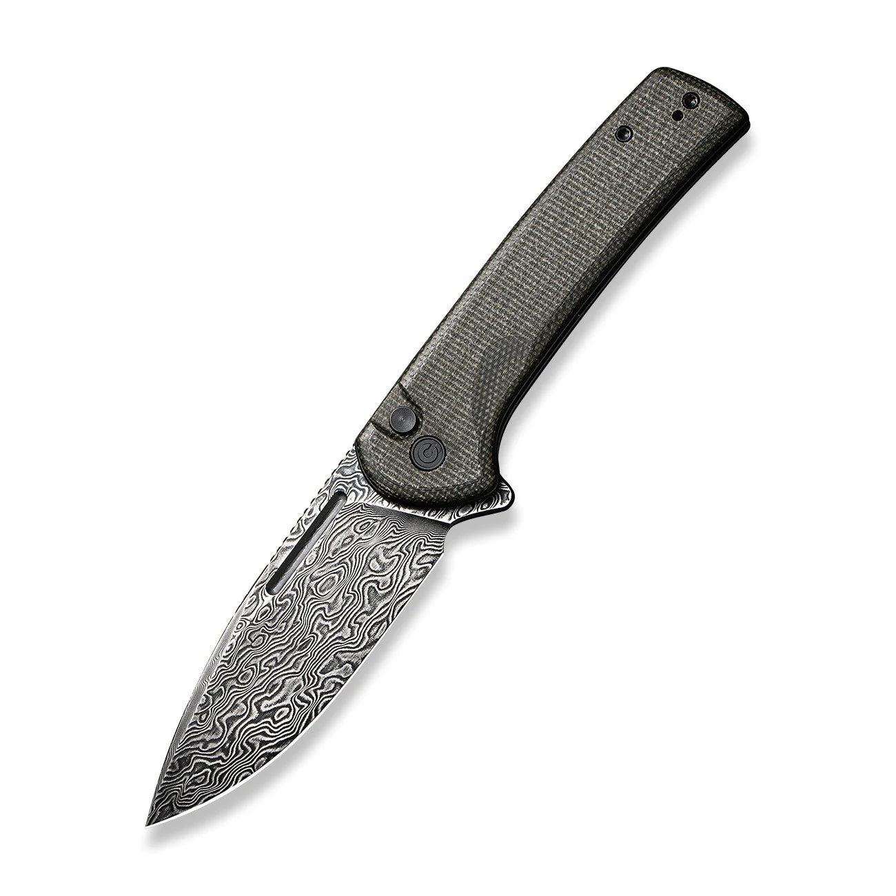 CIVIVI Conspirator Flipper & Button Lock Knife Micarta Handle (3.48" Damascus Blade) C21006-DS1 - Image 3