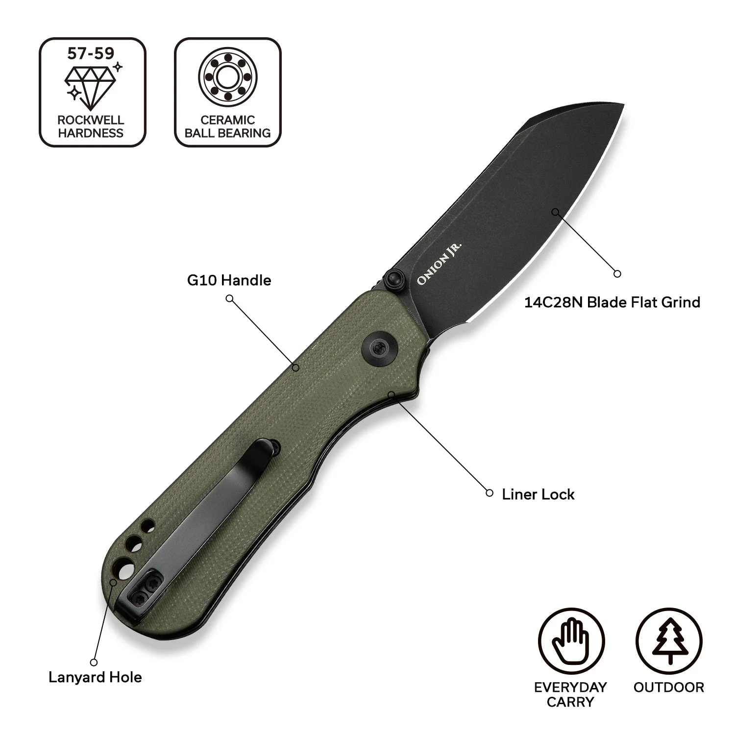 CIVIVI Crabby Thumb Stud Knife G10 Handle (2.7" 14C28N Blade) C24055-1 - Image 6