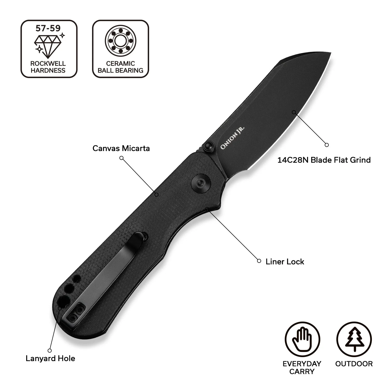 CIVIVI Crabby Thumb Stud Knife Micarta Handle (2.7" 14C28N Blade) C24055-3 - Image 6