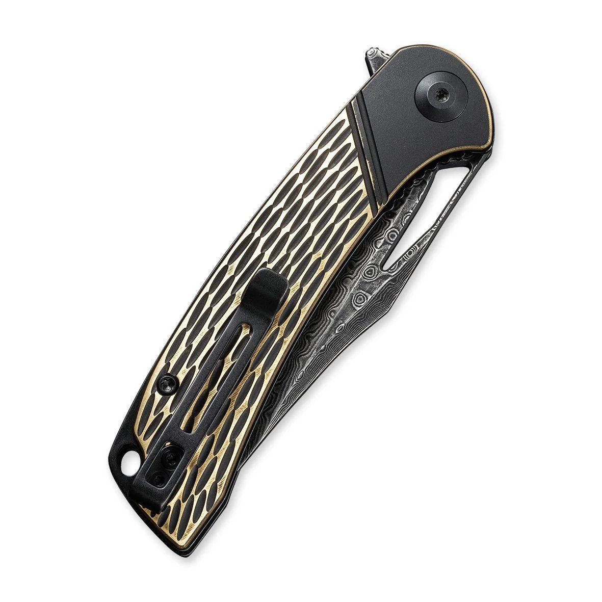 CIVIVI Dogma Flipper & Thumb Hole Knife Brass Handle (3.46" Damascus Blade) C2005DS-1 - Image 6