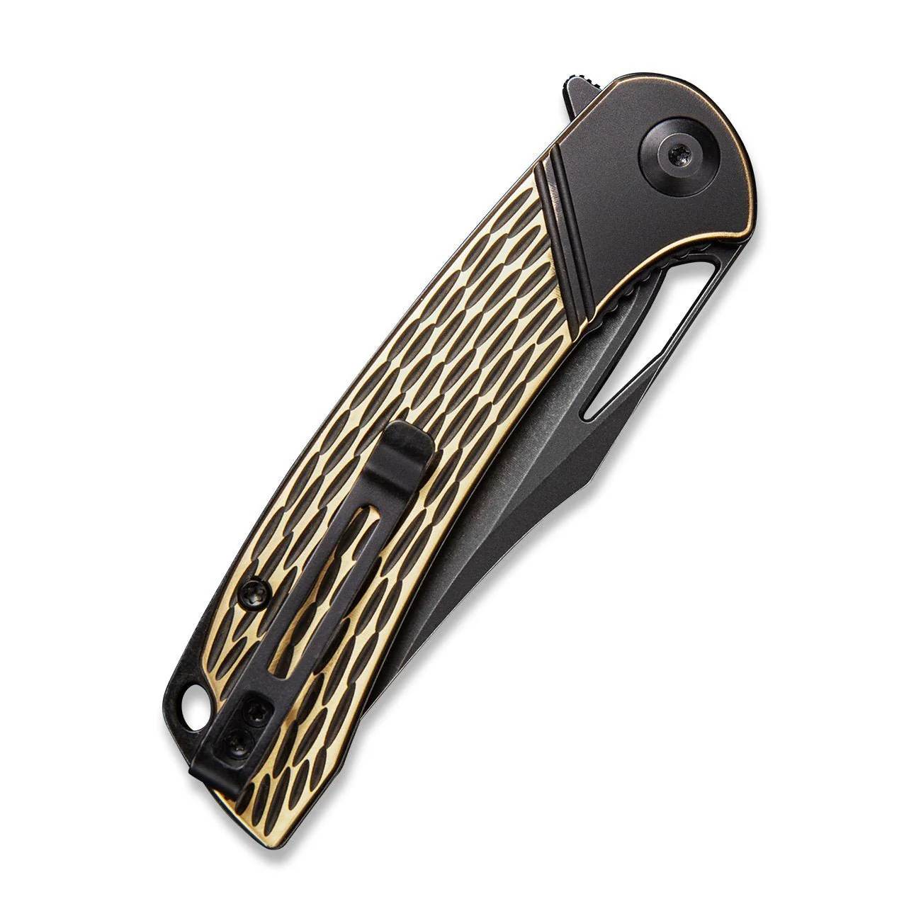 CIVIVI Dogma Flipper & Thumb Hole Knife Brass Handle (3.46" D2 Blade) C2005E - Image 7