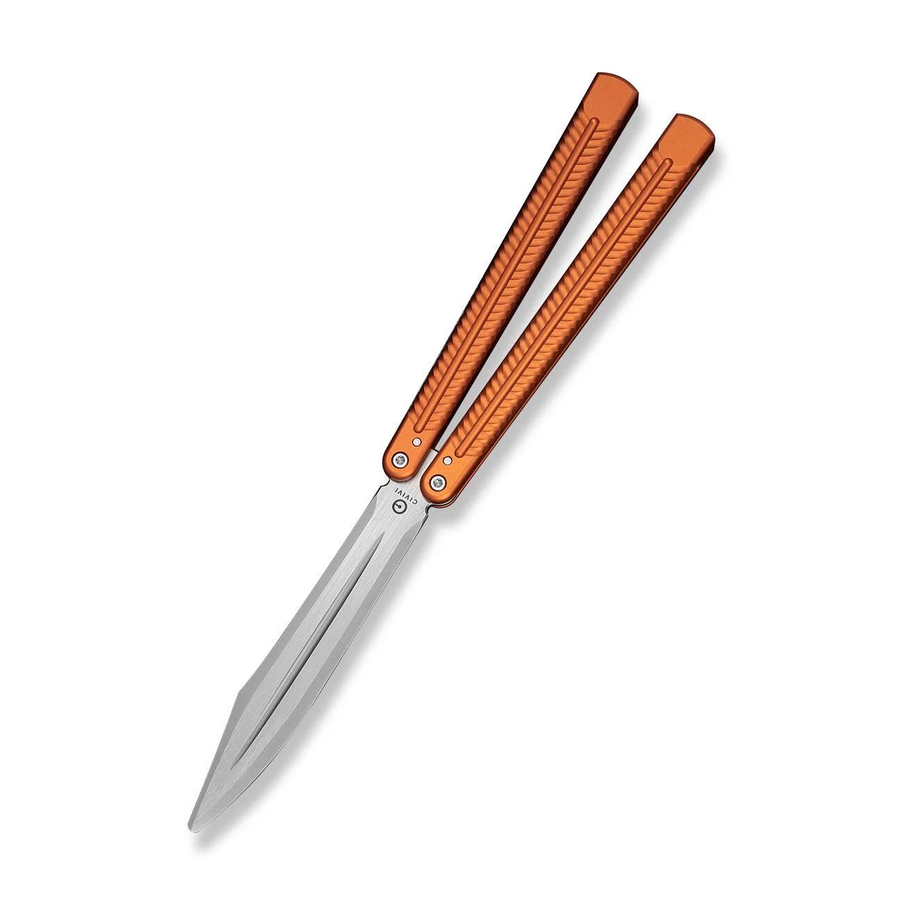CIVIVI Dracolisk Butterfly Knife Trainer Orange Aluminum Handle (4.57" Satin Finished 9Cr18MoV Dull Blade) C25028-2 - Image 3