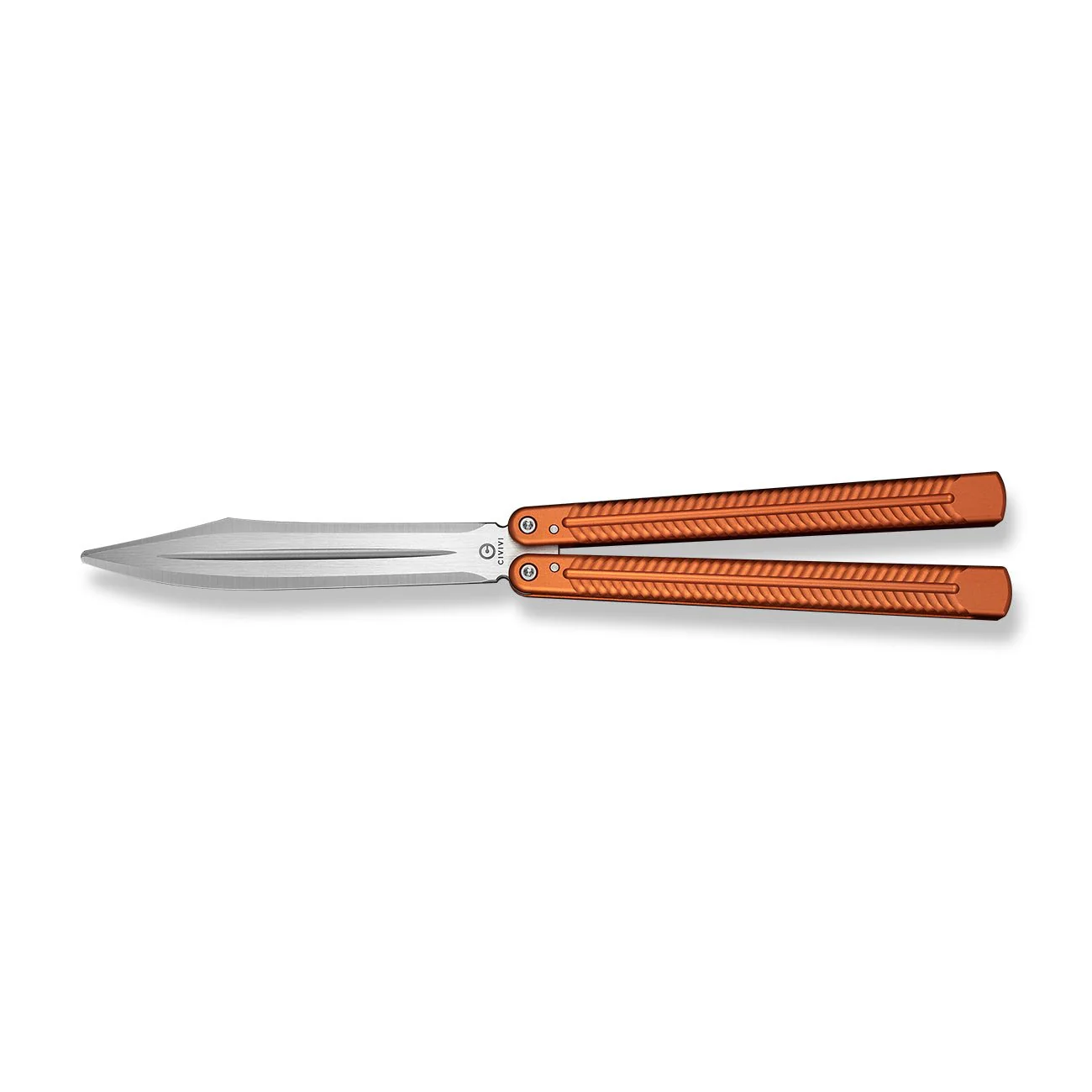 CIVIVI Dracolisk Butterfly Knife Trainer Orange Aluminum Handle (4.57" Satin Finished 9Cr18MoV Dull Blade) C25028-2 - Image 4