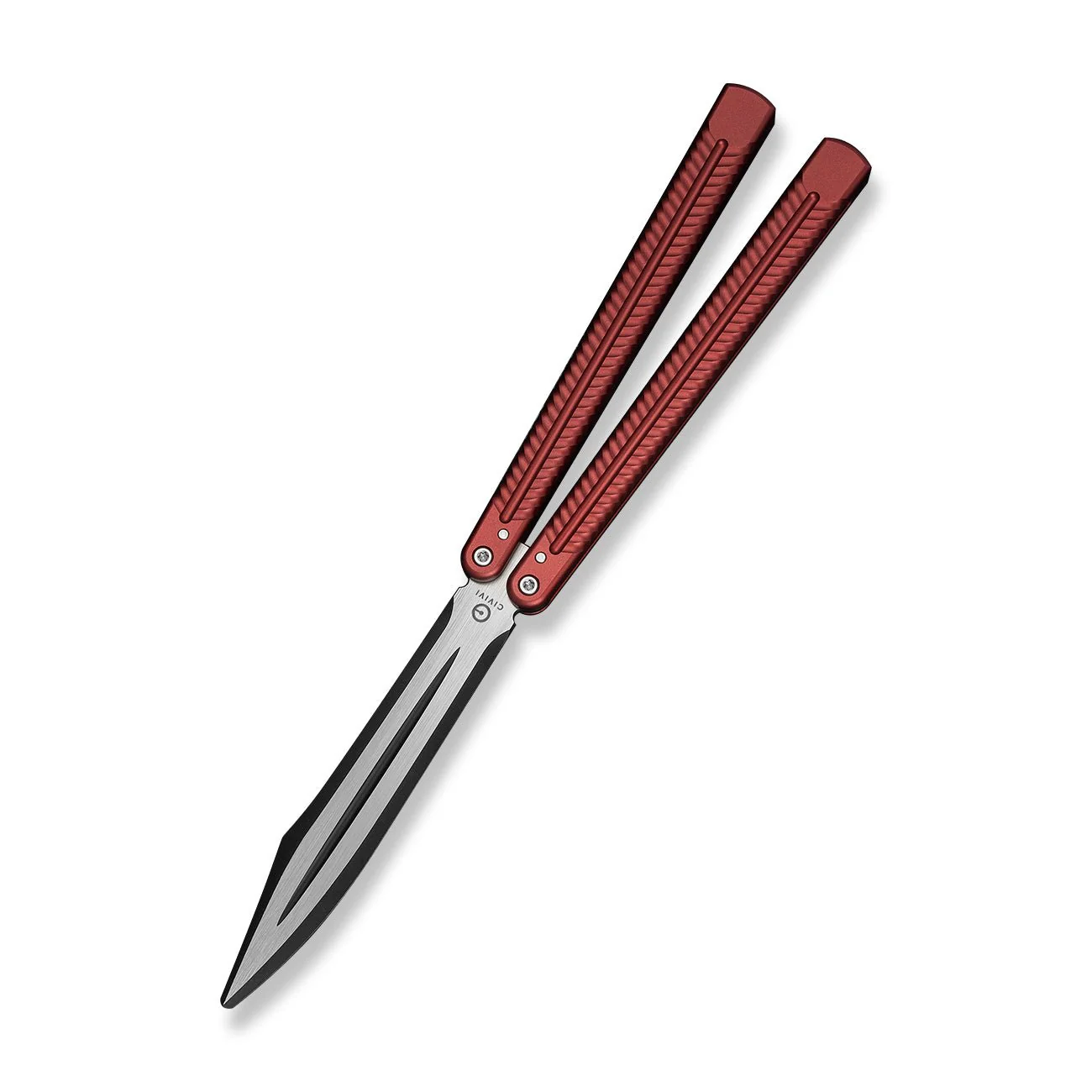 CIVIVI Dracolisk Butterfly Knife Trainer Burgundy Aluminum Handle (4.57" Black Stonewashed 9Cr18MoV Dull Blade, Satin Flat) C25028-3 - Image 3