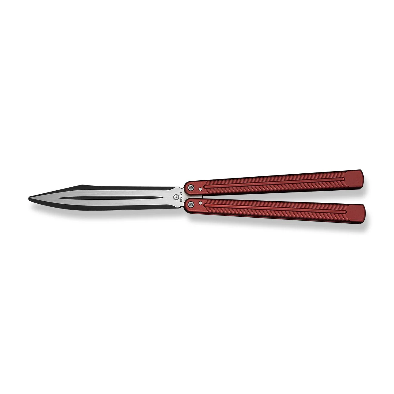 CIVIVI Dracolisk Butterfly Knife Trainer Burgundy Aluminum Handle (4.57" Black Stonewashed 9Cr18MoV Dull Blade, Satin Flat) C25028-3 - Image 4