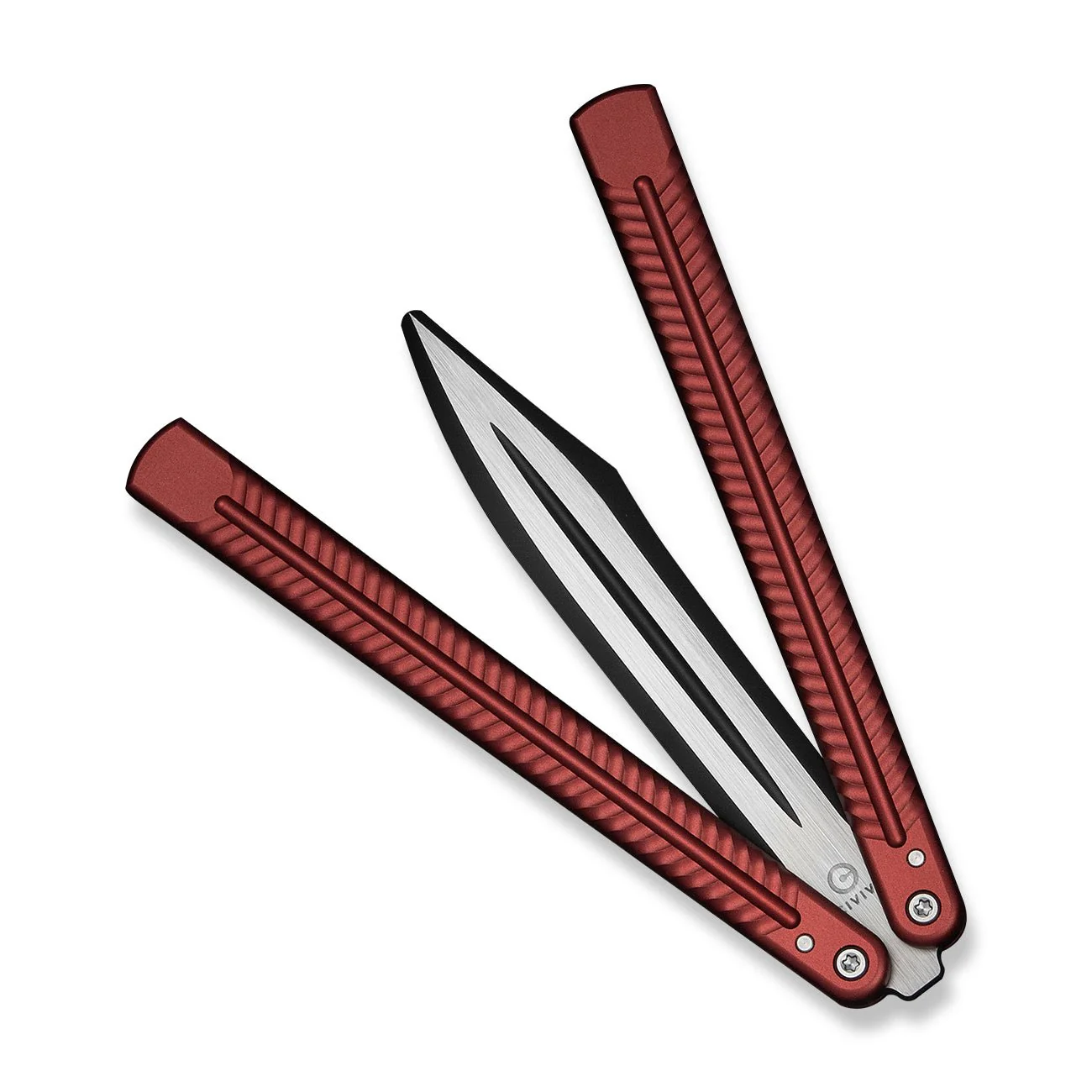 CIVIVI Dracolisk Butterfly Knife Trainer Burgundy Aluminum Handle (4.57" Black Stonewashed 9Cr18MoV Dull Blade, Satin Flat) C25028-3 - Image 5