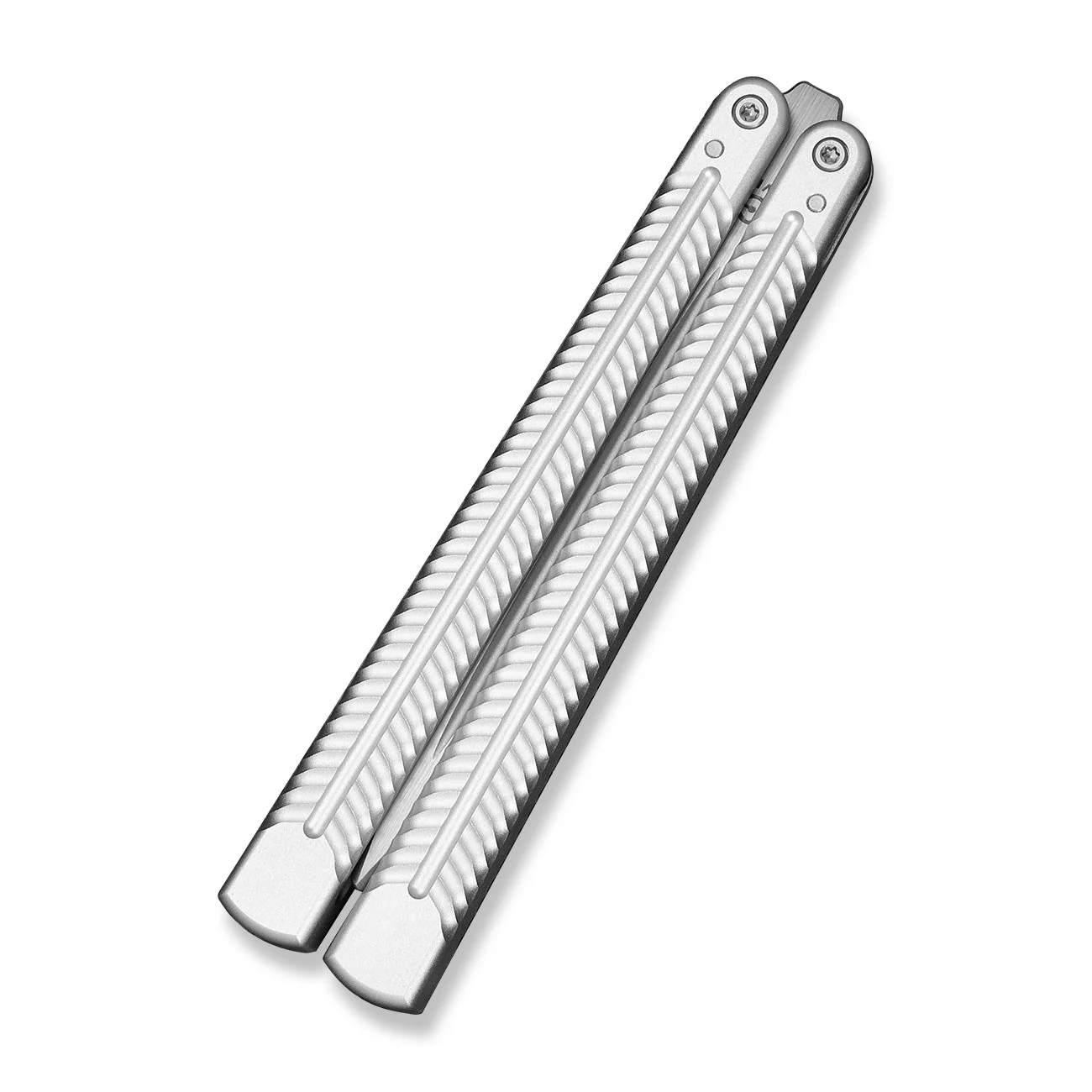 CIVIVI Dracolisk Butterfly Knife Trainer Silver Aluminum Handle (4.57" Stonewashed 9Cr18MoV Dull Blade, Satin Flat) C25028-4 - Image 6