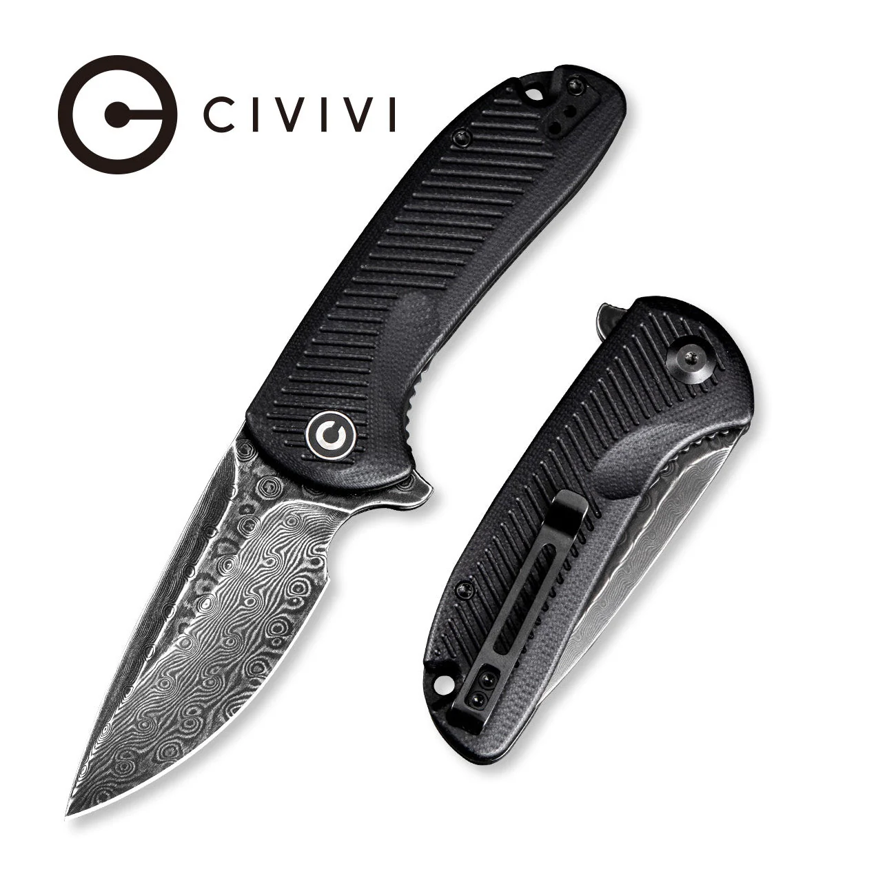 CIVIVI Durus Flipper Knife G10 Handle (3" Damascus Blade) C906DS-2
