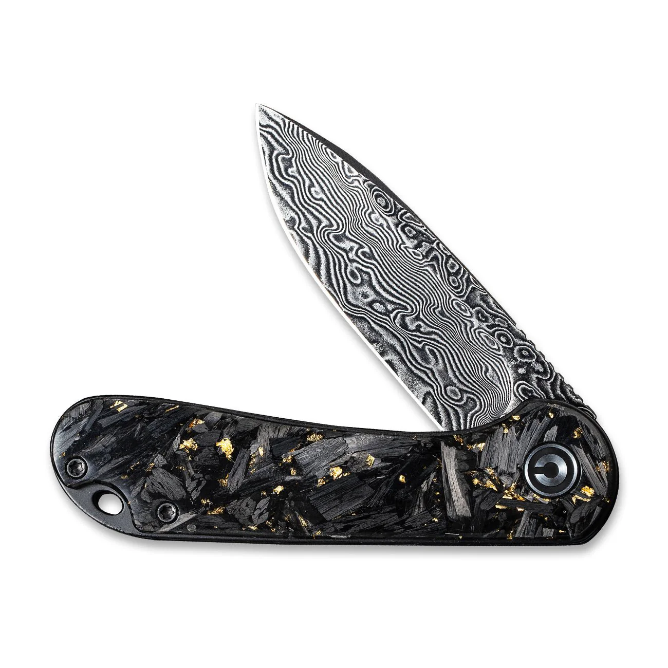 CIVIVI Elementum Flipper Knife Carbon Fiber & Resin Handle (2.96" Damascus Blade) C907C-DS1 - Image 4
