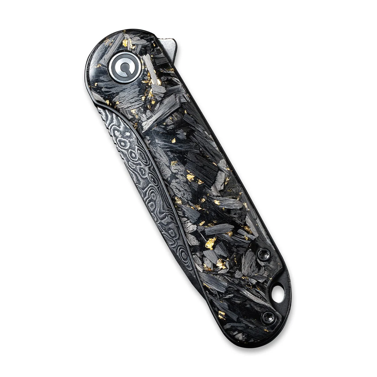 CIVIVI Elementum Flipper Knife Carbon Fiber & Resin Handle (2.96" Damascus Blade) C907C-DS1 - Image 5