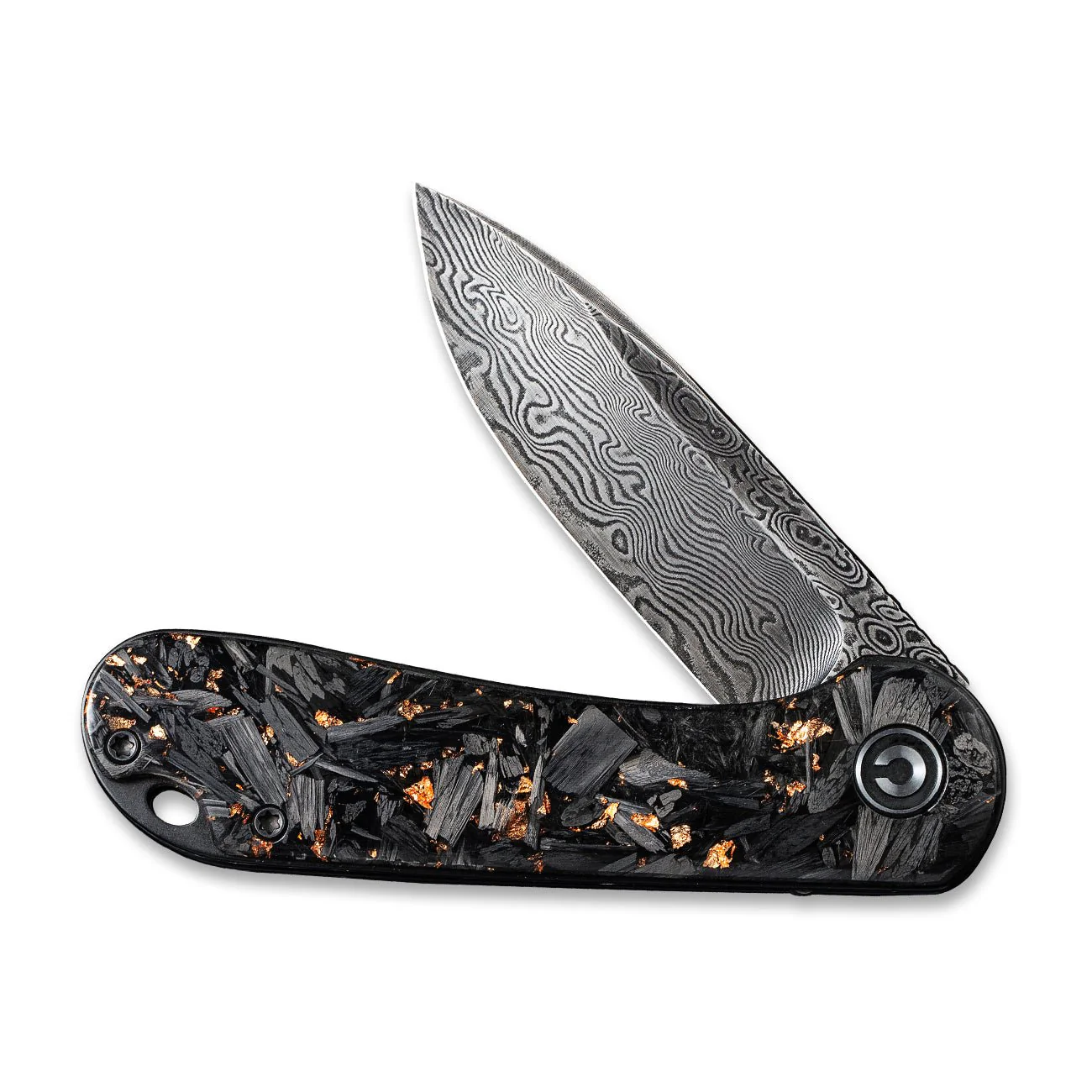 CIVIVI Elementum Flipper Knife Carbon Fiber & Resin Handle (2.96" Damascus Blade) C907C-DS3 - Image 4