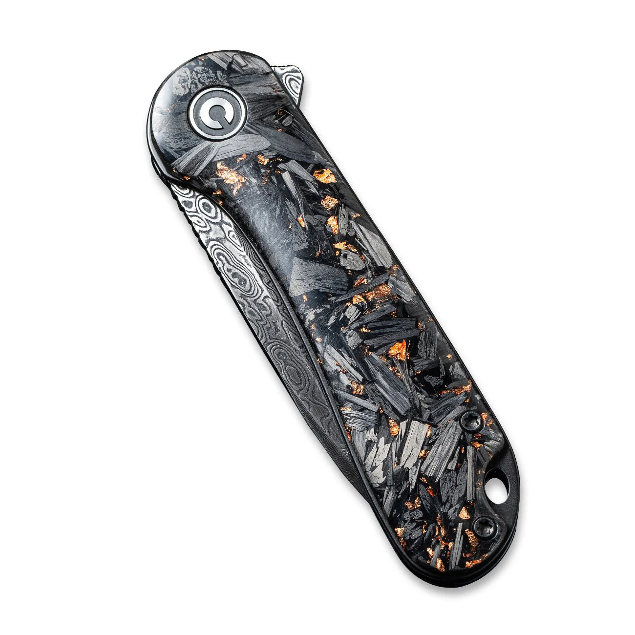 CIVIVI Elementum Flipper Knife Carbon Fiber & Resin Handle (2.96" Damascus Blade) C907C-DS3 - Image 5