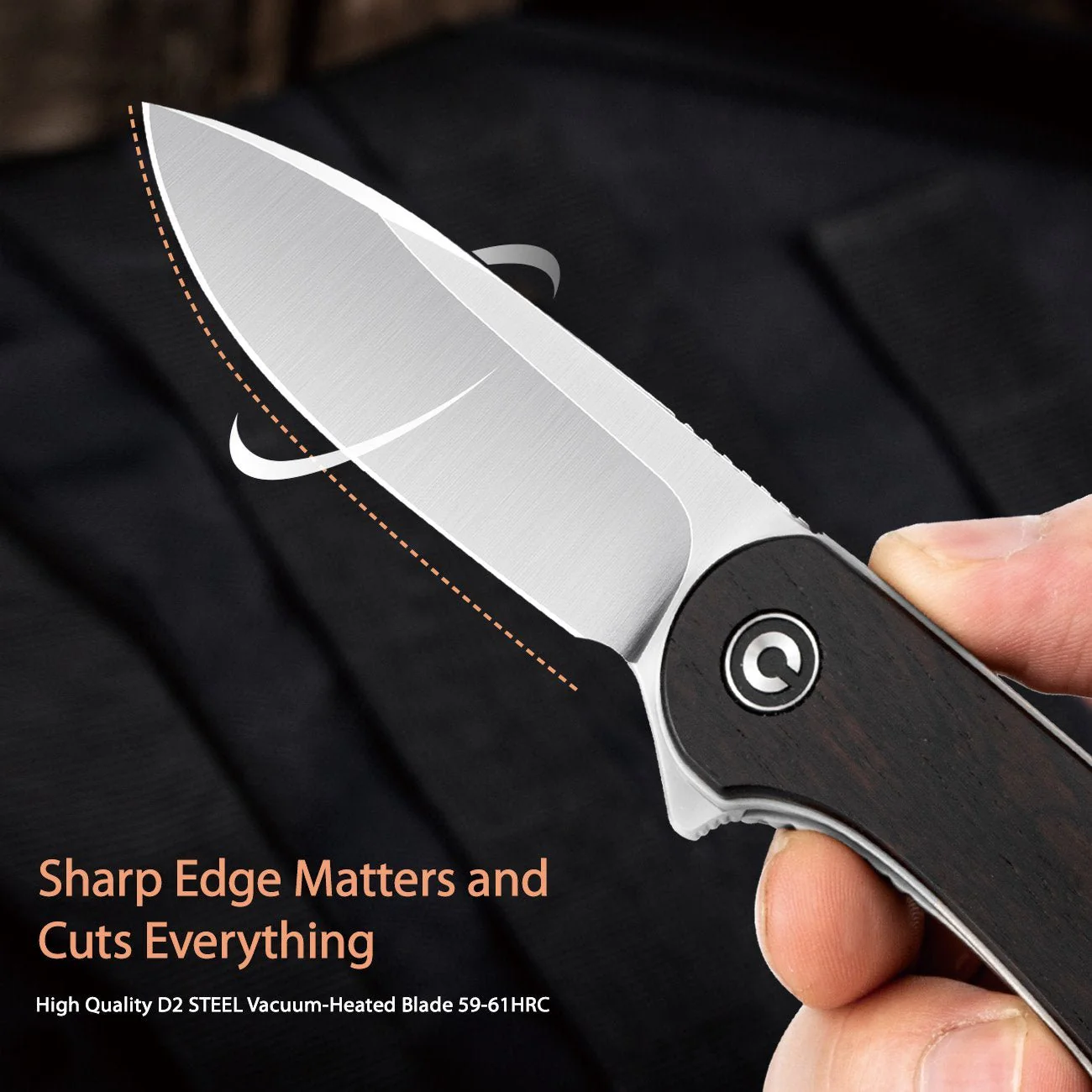 CIVIVI Elementum Flipper Knife Wood Handle (2.96" D2 Blade) C907D - Image 4
