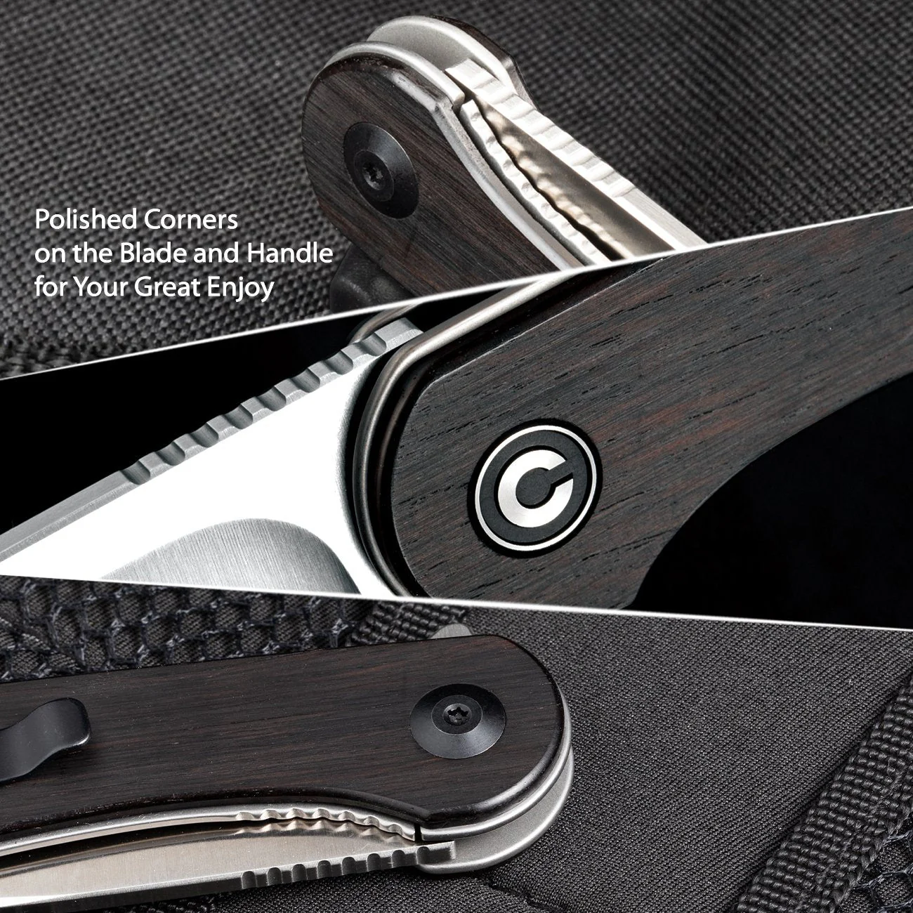 CIVIVI Elementum Flipper Knife Wood Handle (2.96" D2 Blade) C907D - Image 7