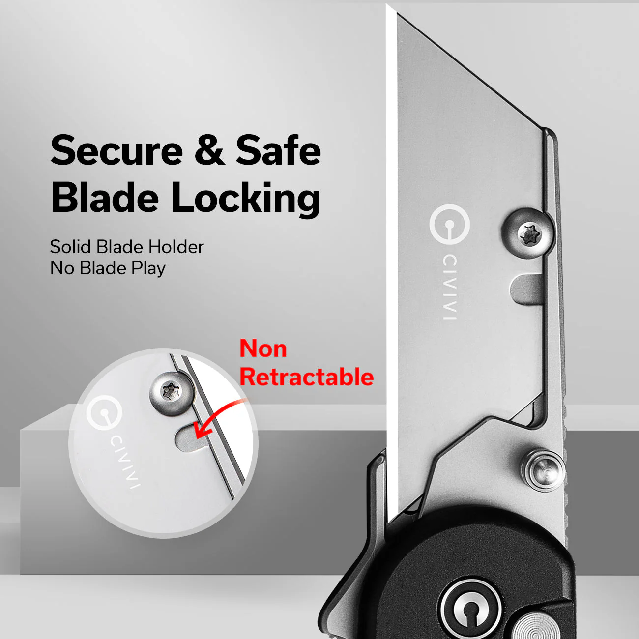 CIVIVI Elementum Utility Thumb Stud & Button Lock Knife Aluminum Handle (2.26" S/S Blade Holder & 6Cr13 Blade) C23039B-1 - Image 3