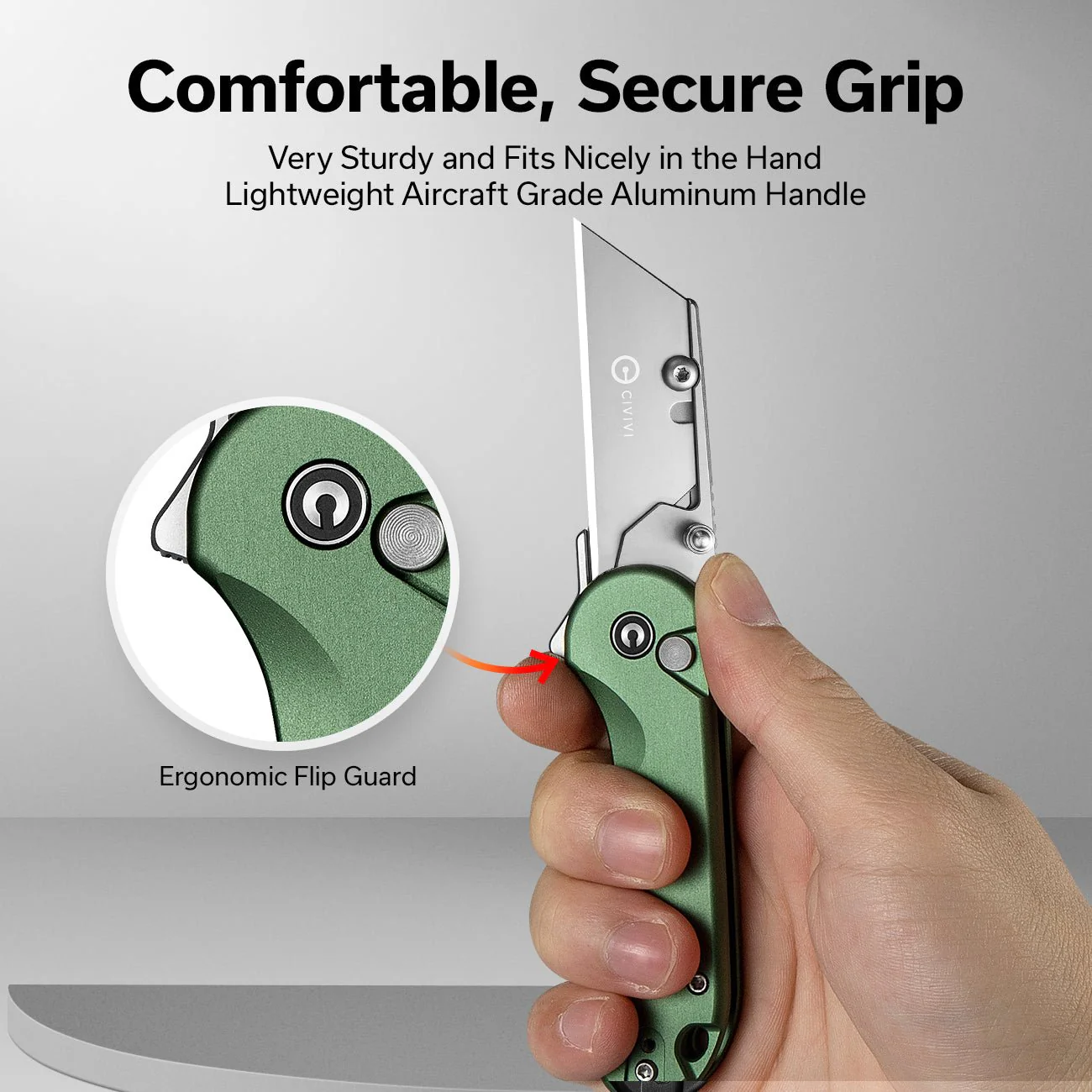 CIVIVI Elementum Utility Thumb Stud & Button Lock Knife Aluminum Handle (2.26" S/S Blade Holder & 6Cr13 Blade) C23039B-3 - Image 4
