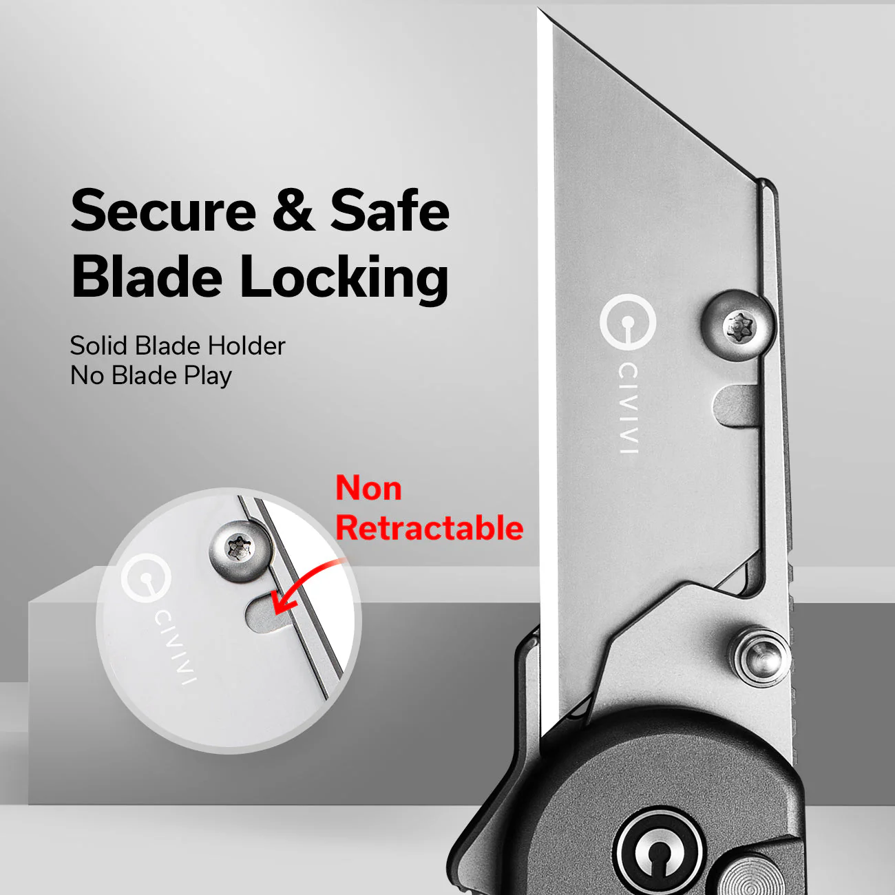 CIVIVI Elementum Utility Thumb Stud & Button Lock Knife Aluminum Handle (2.26" S/S Blade Holder & 6Cr13 Blade) C23039B-4 - Image 3