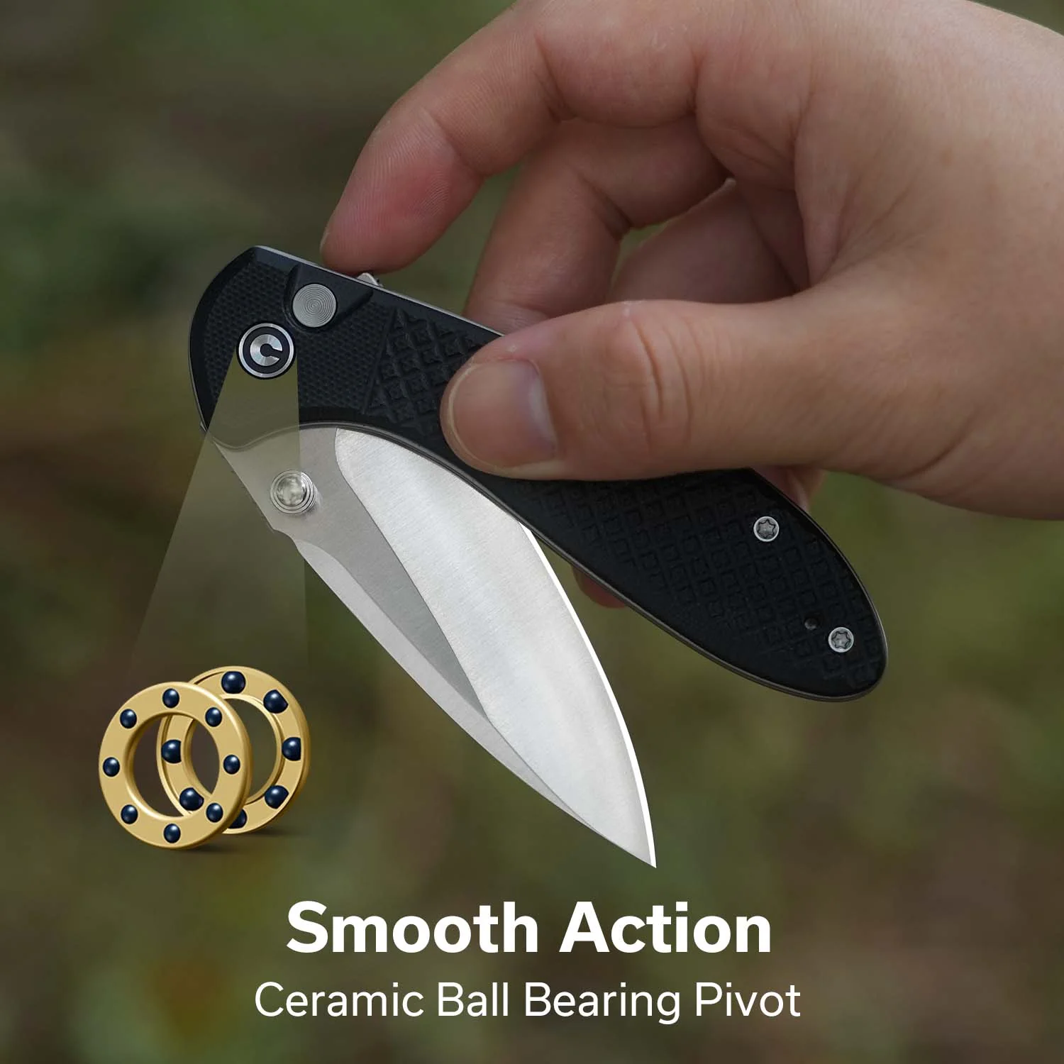 CIVIVI Faeger Flipper & Thumb Stud & Button Lock Knife Milled Black G10 Handle (2.98" Satin Finished 14C28N Blade) C24031-1 - Image 3