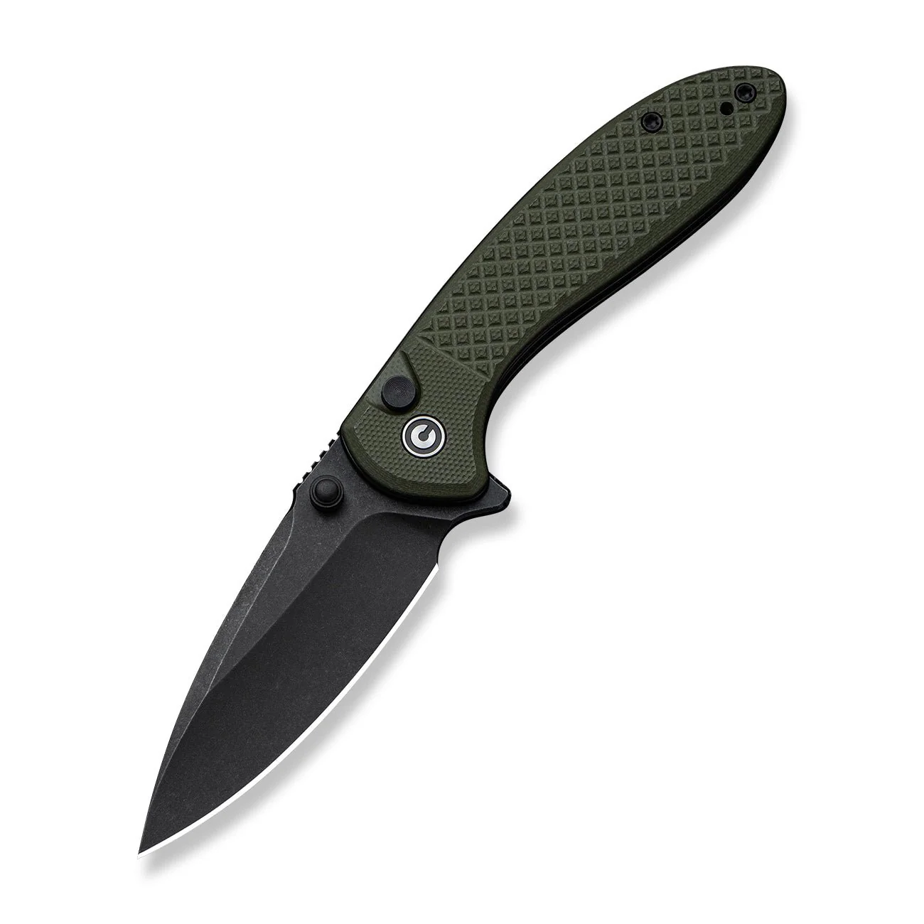 CIVIVI Faeger Flipper & Thumb Stud & Button Lock Knife Milled OD Green G10 Handle (2.98" Black Stonewashed 14C28N Blade) C24031-2 - Image 9