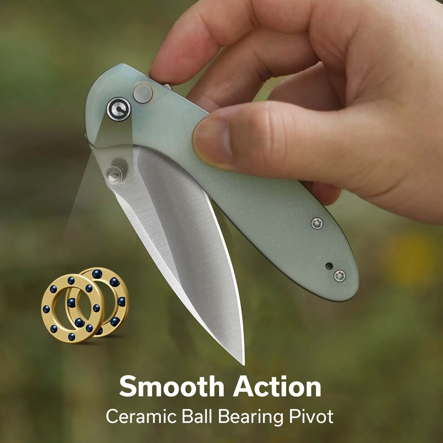 CIVIVI Faeger Flipper & Thumb Stud & Button Lock Knife Milled Natural G10 Handle (2.98" Satin Finished 14C28N Blade) C24031-3 - Image 3