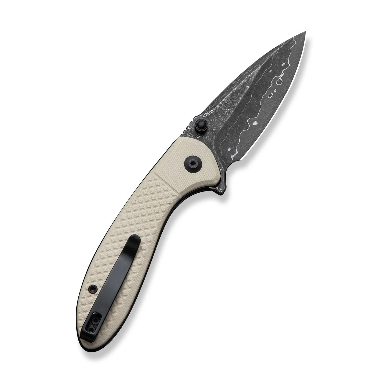 CIVIVI Faeger Flipper & Thumb Stud & Button Lock Knife Milled Ivory G10 Handle (2.98" Damascus Blade) C24031-DS1 - Image 8