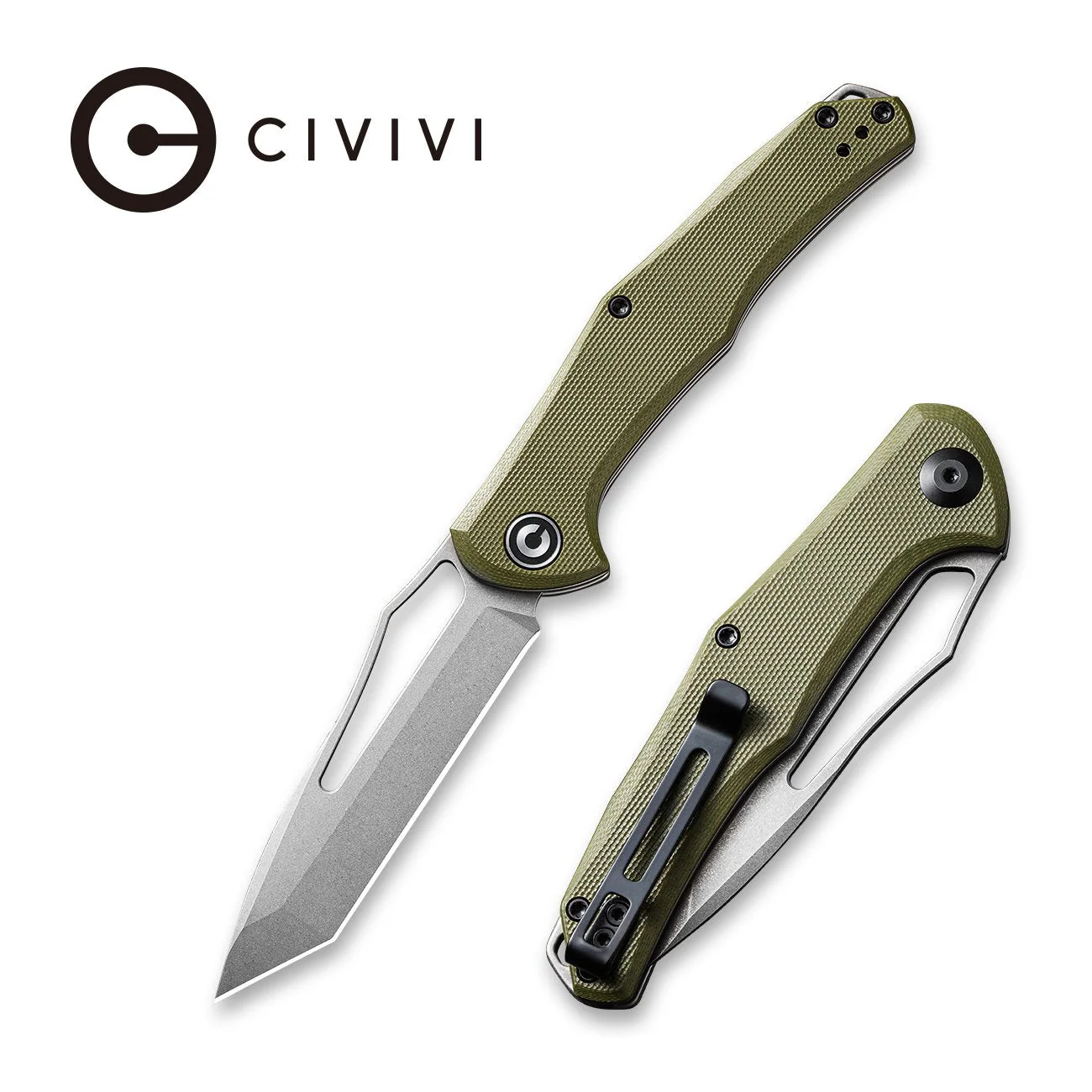 CIVIVI Fracture Slip Joint & Thumb Hole Knife G10 Handle (3.35" 8Cr14MoV Tanto Blade) C2008A